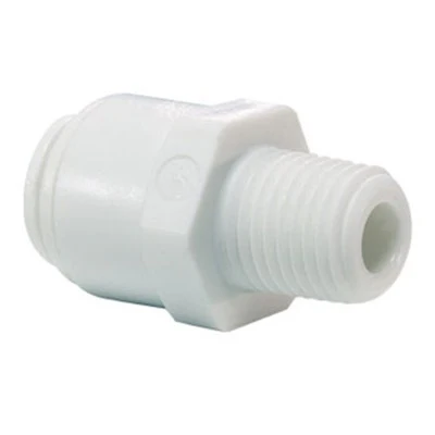 John Guest White Acetal Male Connector 1/4" Tube OD x 3/8" NPT