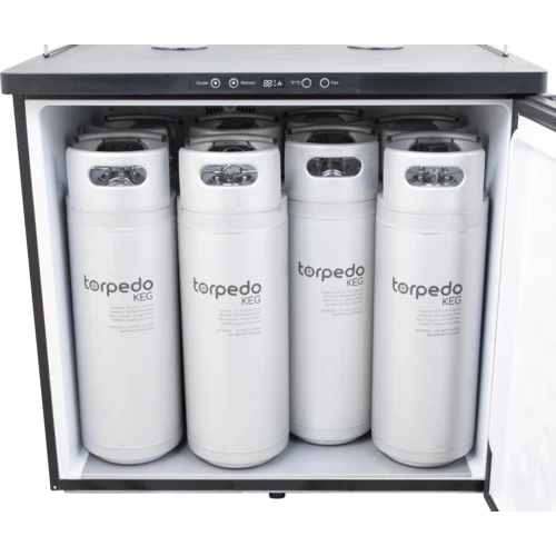 KOMOS® Double-Wide Kegerator | Stainless Double T Bar Tower - 6 Tap | Fan Cooled Stainless Tower | Digital Thermostat | Casters | Regulator | Fits 2 Half Barrel Kegs or 8 Corny Kegs - Image 7