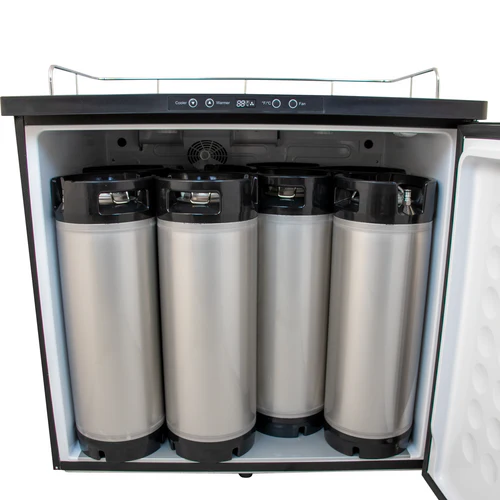 KOMOS® Double-Wide Kegerator | Stainless Double T Bar Tower - 6 Tap | Fan Cooled Stainless Tower | Digital Thermostat | Casters | Regulator | Fits 2 Half Barrel Kegs or 8 Corny Kegs - Image 9