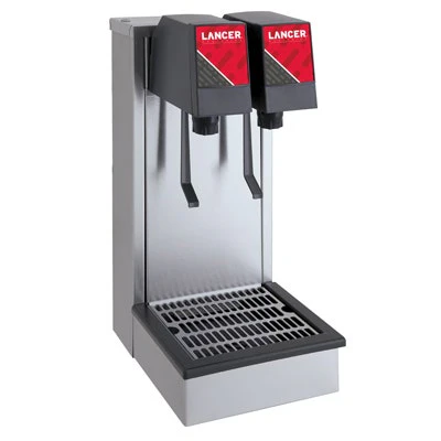 Lancer Tower 302 Island Base Stainless Steel Beverage Dispenser | 2 LEV® Push Button Valves, Key Lock, 24V