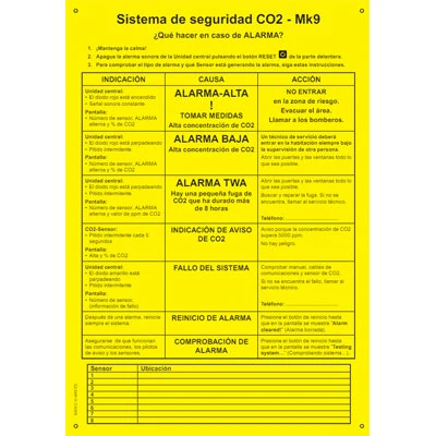 LogiCO2 Mk9 Central Unit Warning Sign - Spanish Translation