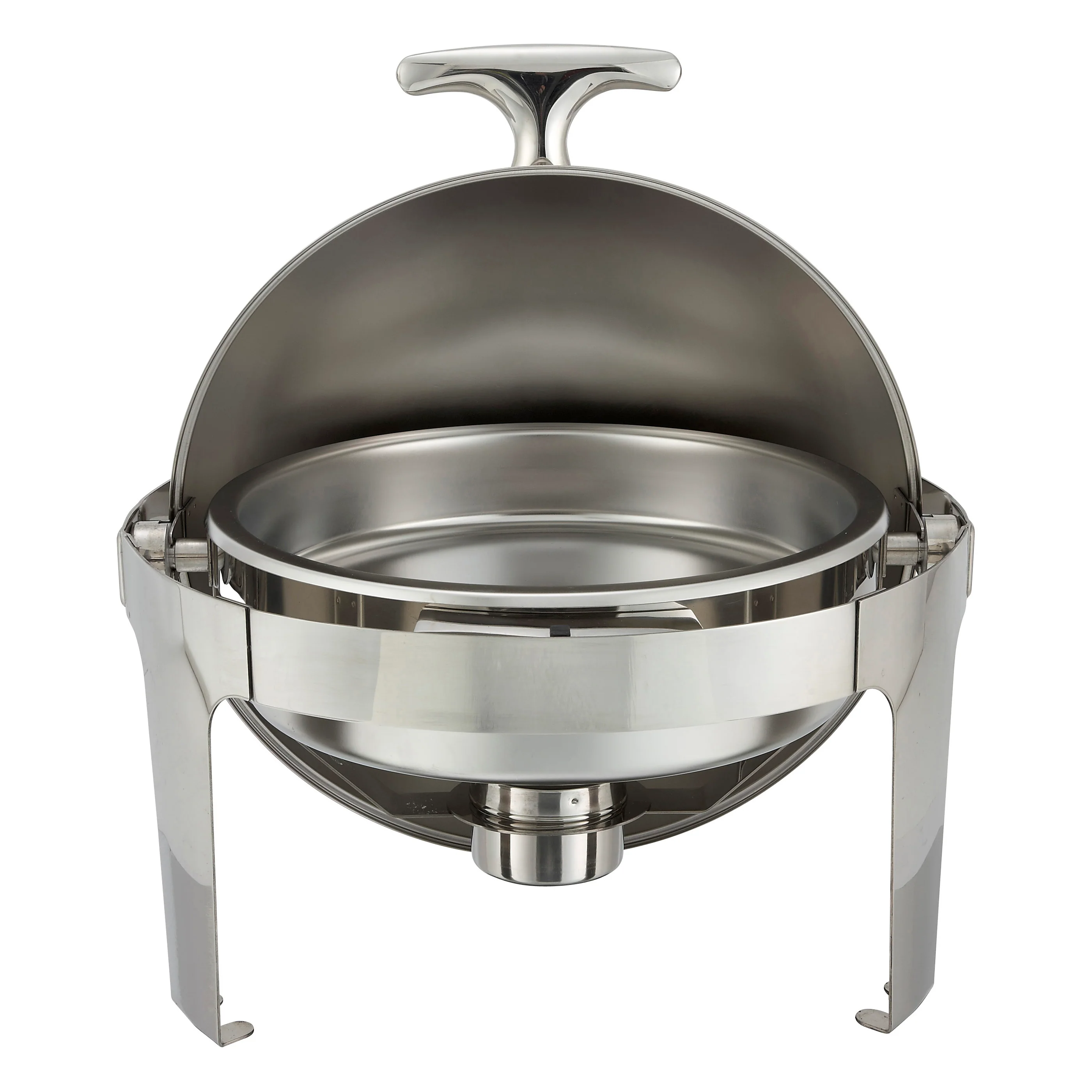 Winco 602 6 Qt Round Chafing Dish with Roll Top Stainless Steel - Image 2
