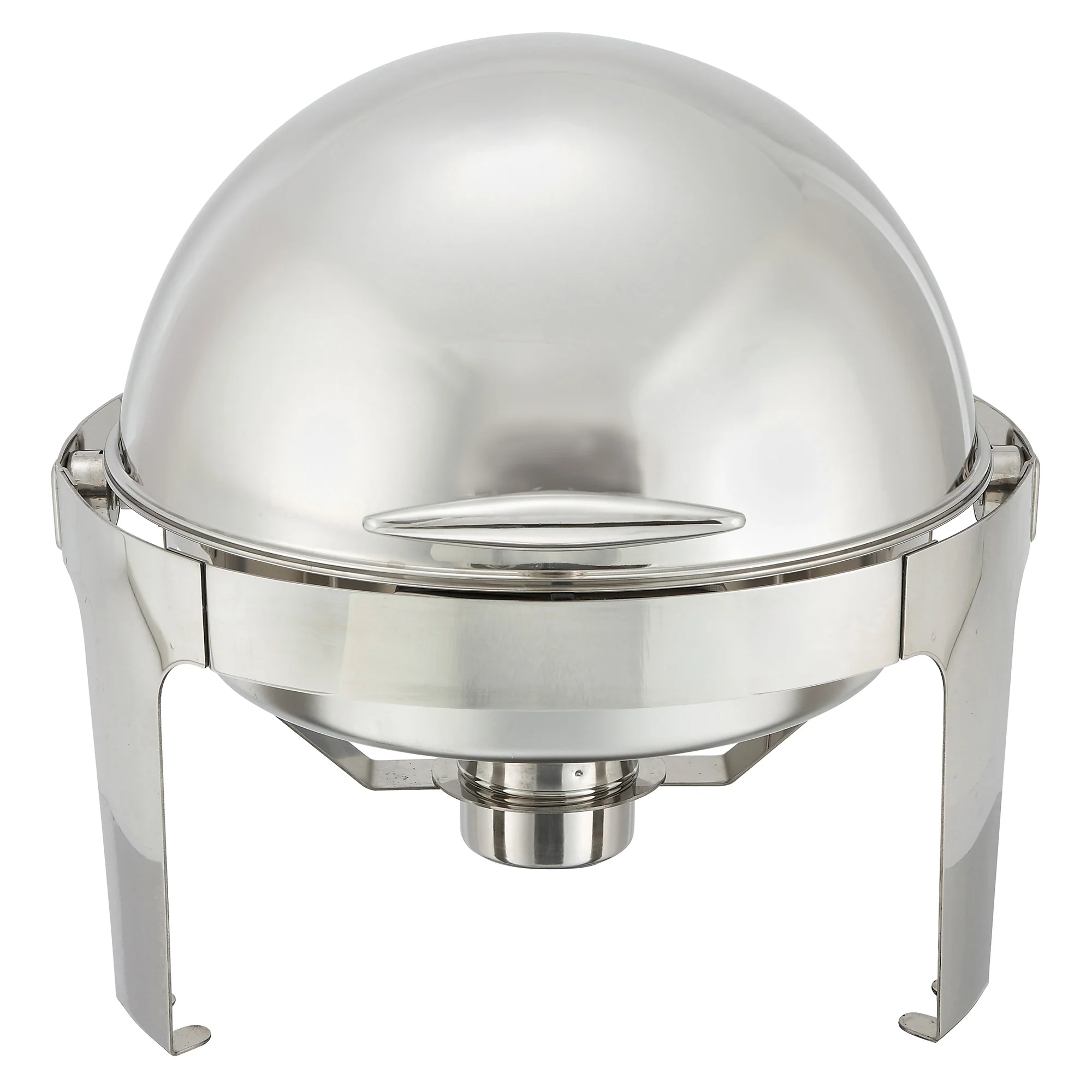 Winco 602 6 Qt Round Chafing Dish with Roll Top Stainless Steel - Image 3