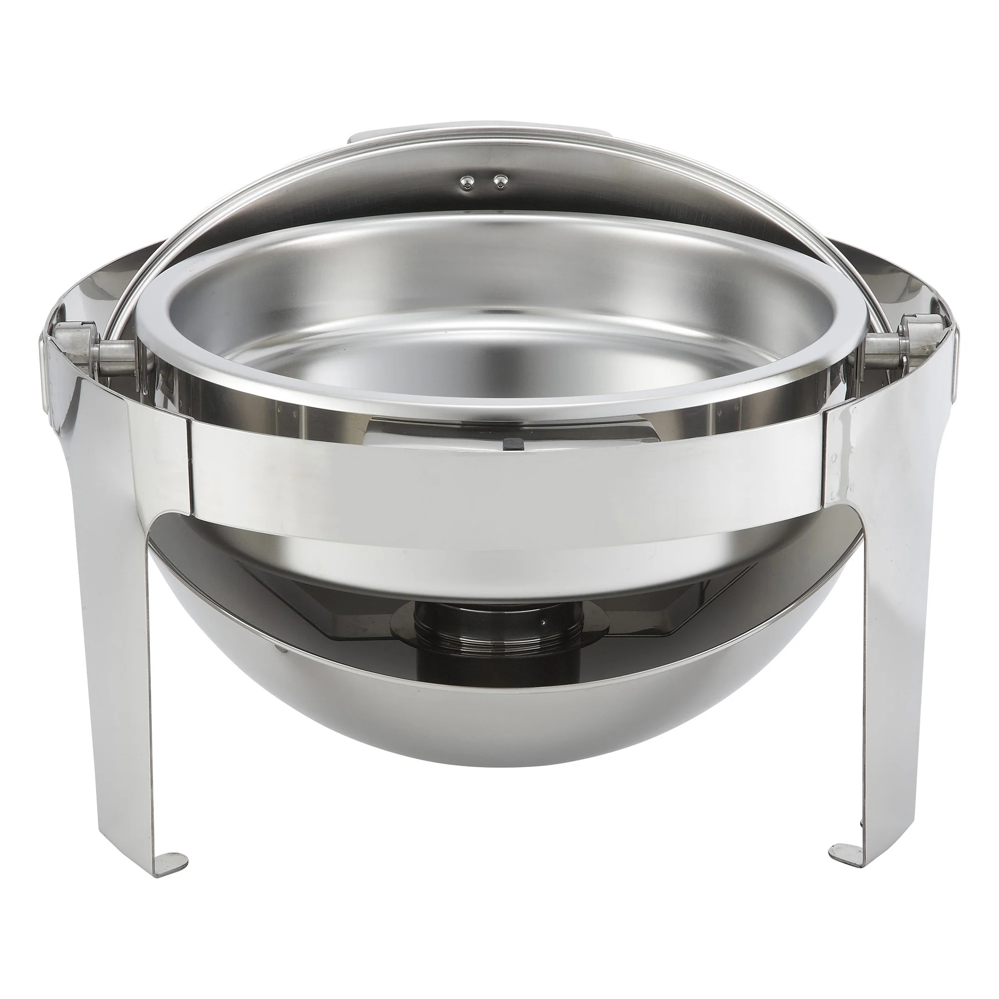 Winco 602 6 Qt Round Chafing Dish with Roll Top Stainless Steel - Image 4