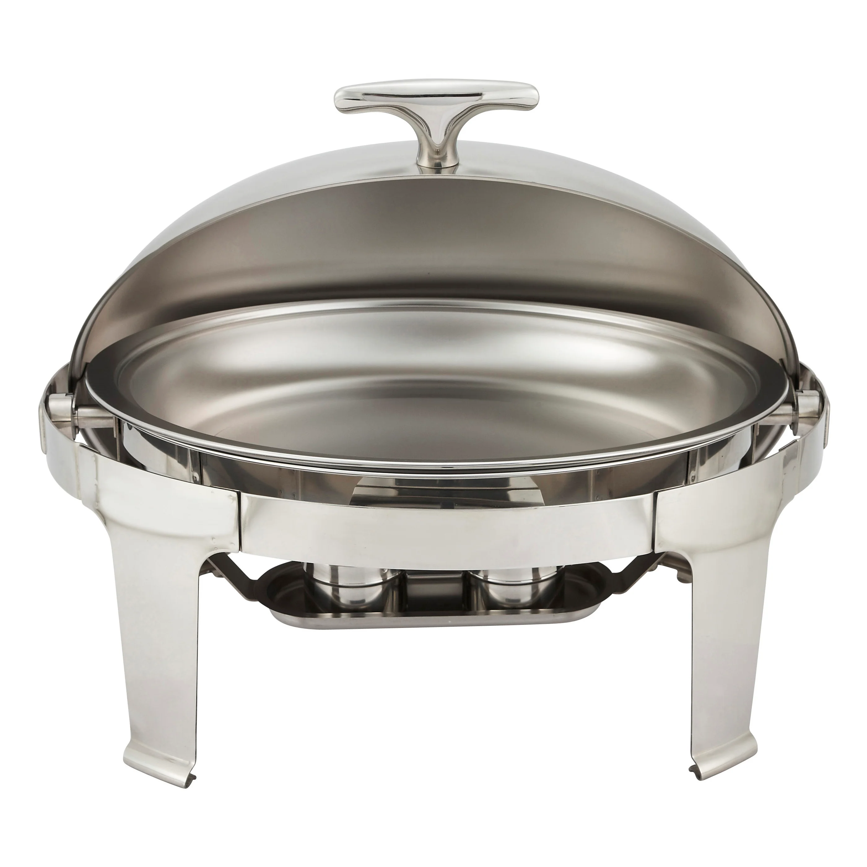 Winco 603 8 Quarts Stainless Steel Roll Top Oval Chafing Dish with Pans - Image 3