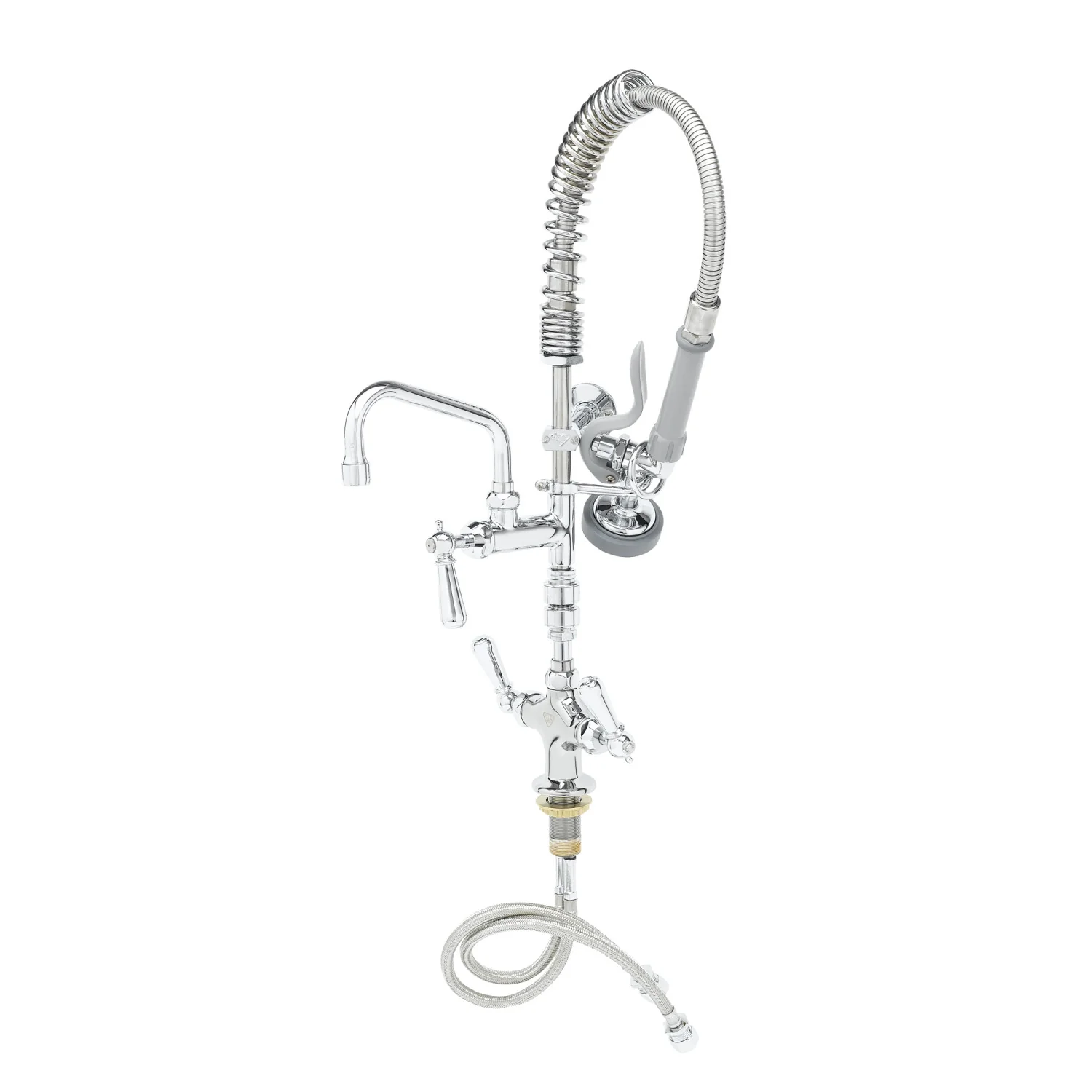 T&S Brass MPZ-2DCV-06-CR 6" Swing Nozzle Single Hole Deck Mount Mini Pre-Rinse - Vacuum Breaker & Club Handles