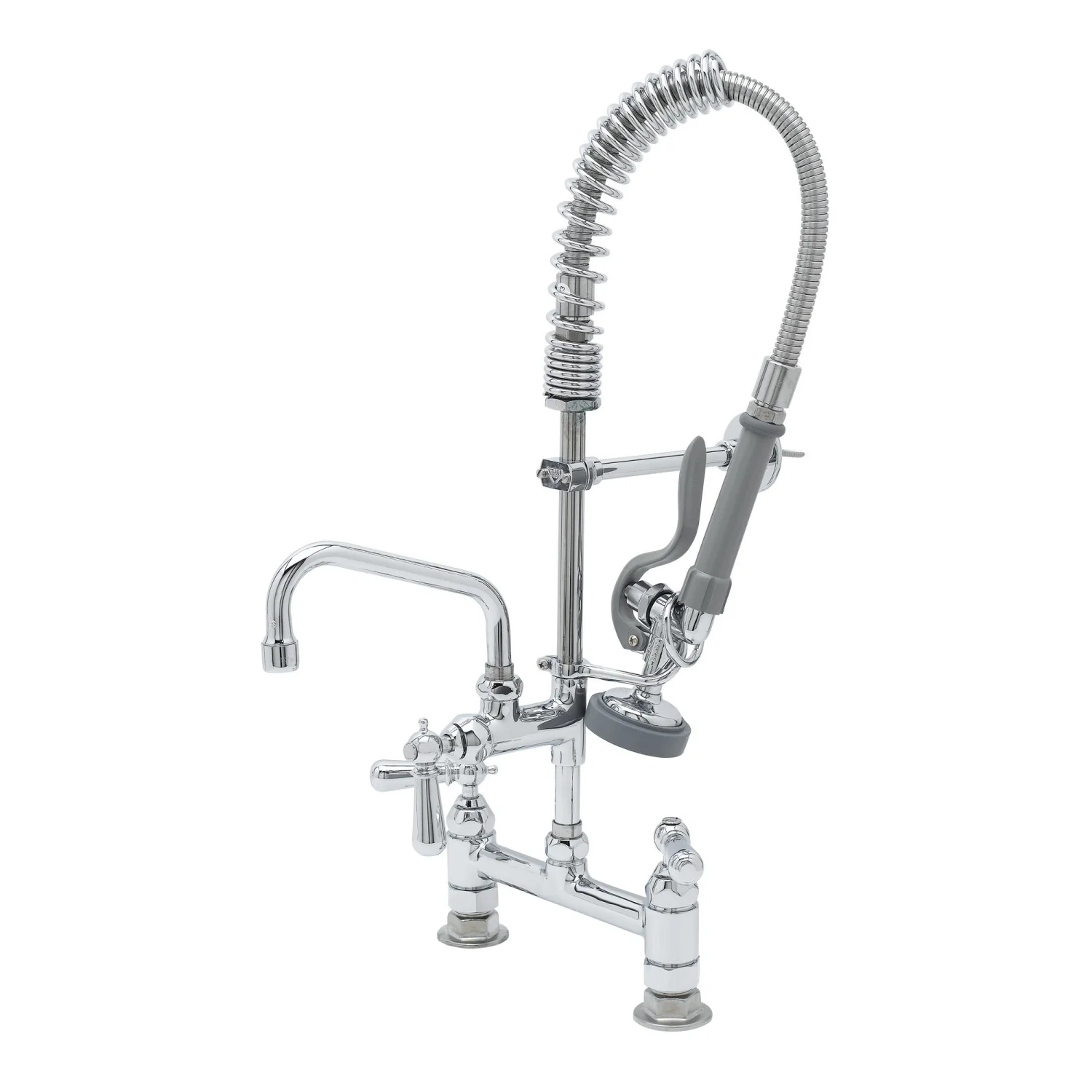 T&S Brass MPZ-8DCN-06 24-9/16" H Deck Mount Mini Pre-Rinse Unit - 6" Nozzle & Club Handles
