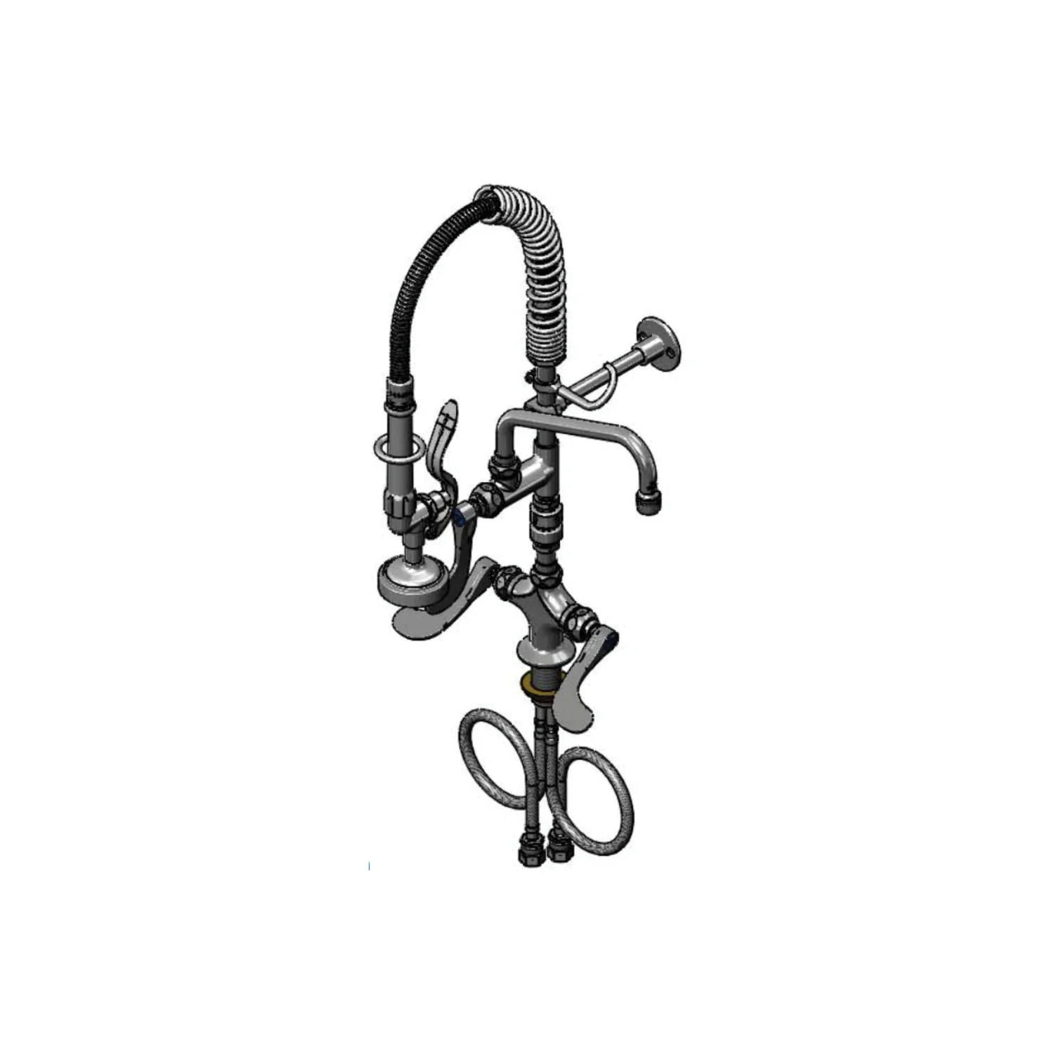 T&S Brass MPZ-2DWV-08 8" Swing Nozzle Single Hole Deck Mount Mini Pre-Rinse - Vacuum Breaker & Wrist Handles