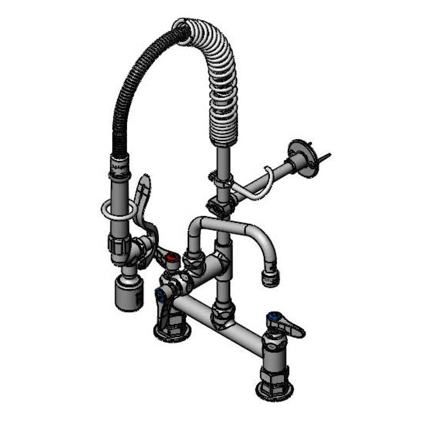 T&S Brass MPY-8DLN-06 6" Swing Nozzle 8" Deck Mount Mini Pre-Rinse - Lever Handles & S-0107-C Valve