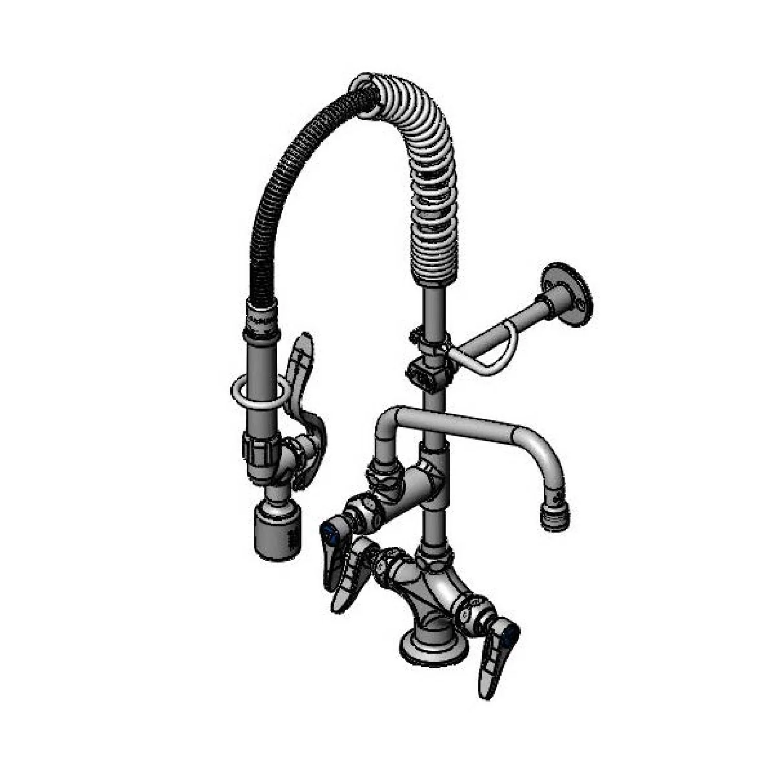 T&S Brass MPY-2DLN-06 6" Swing Nozzle Single Hole Deck Mount Mini Pre-Rinse - Lever Handles & S-0107-C