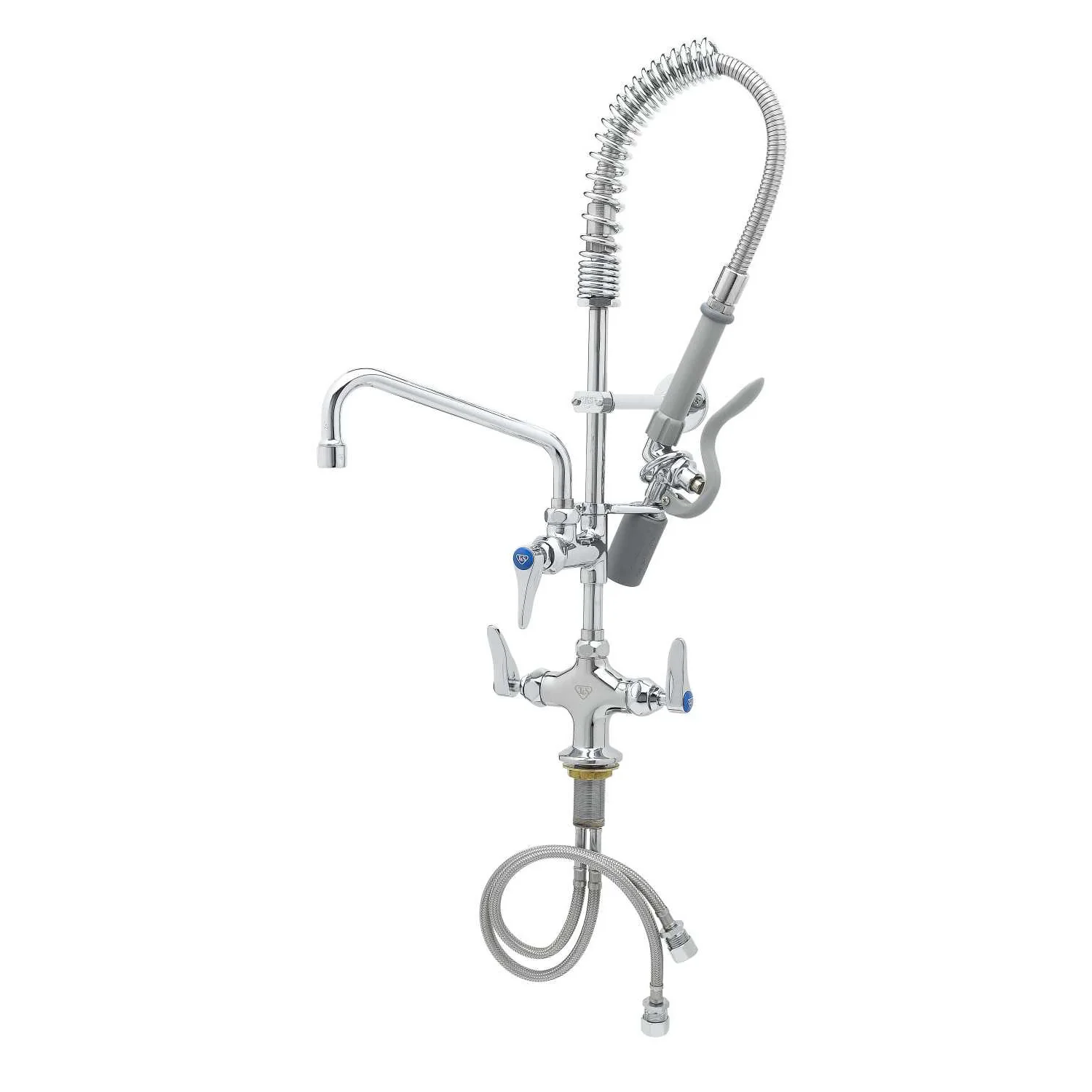 T&S Brass MPY-2DLN-08 8" Swing Nozzle Single Hole Deck Mount Mini Pre-Rinse - Lever Handles & S-0107-C
