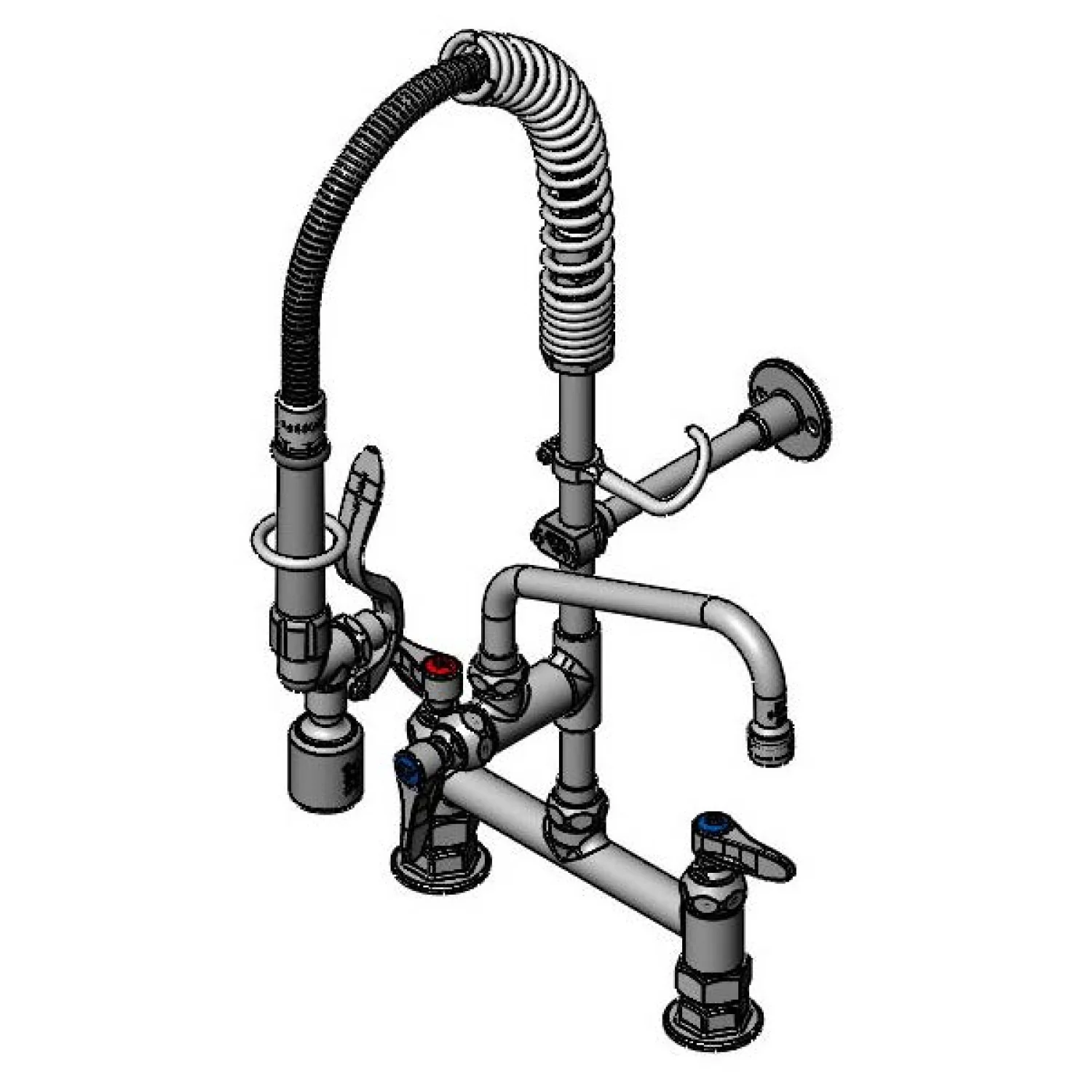 T&S Brass MPY-8DLN-08 8" Swing Nozzle 8" Deck Mount Mini Pre-Rinse - Lever Handles & S-0107-C Valve