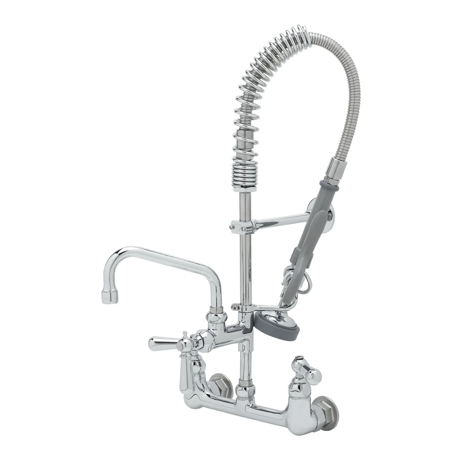 T&S Brass MPZ-8WCN-06 6" Swing Nozzle 8" Wall Mount Mini Pre-Rinse Unit - Club Handles