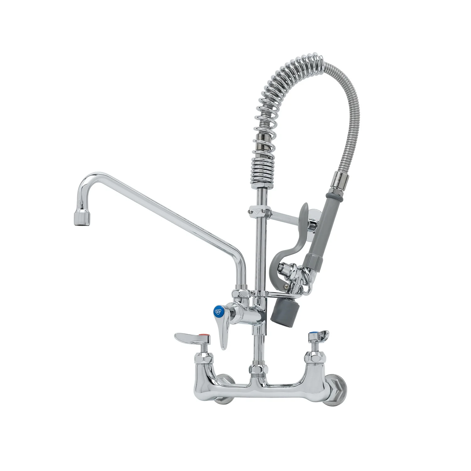 T&S Brass MPY-8WLN-12-CR 12" Swing Nozzle 8" Wall Mount Mini Pre-Rinse - Cerama Cartridges & Lever Handles
