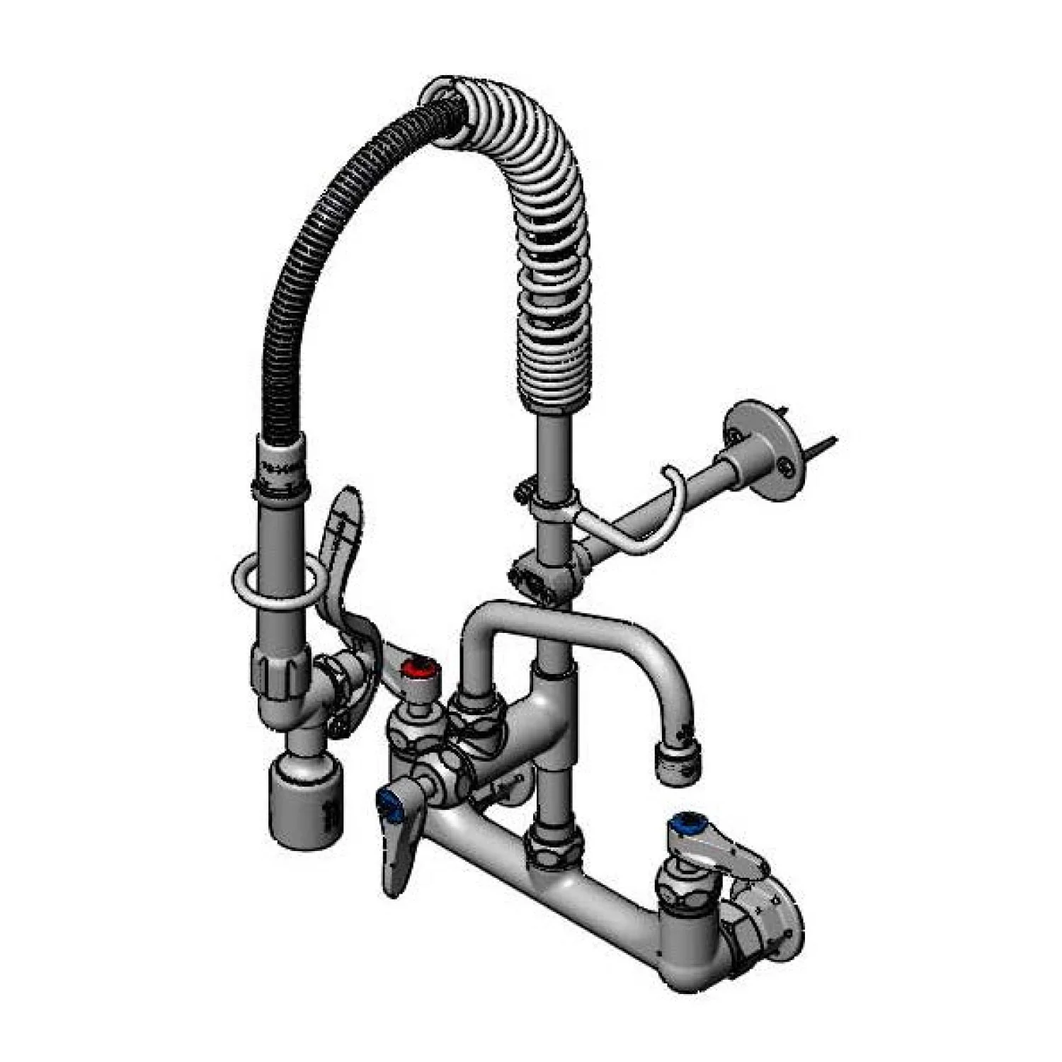 T&S Brass MPY-8WLN-06-CR 6" Swing Nozzle 8" Wall Mount Mini Pre-Rinse - Cerama Cartridges & Lever Handles