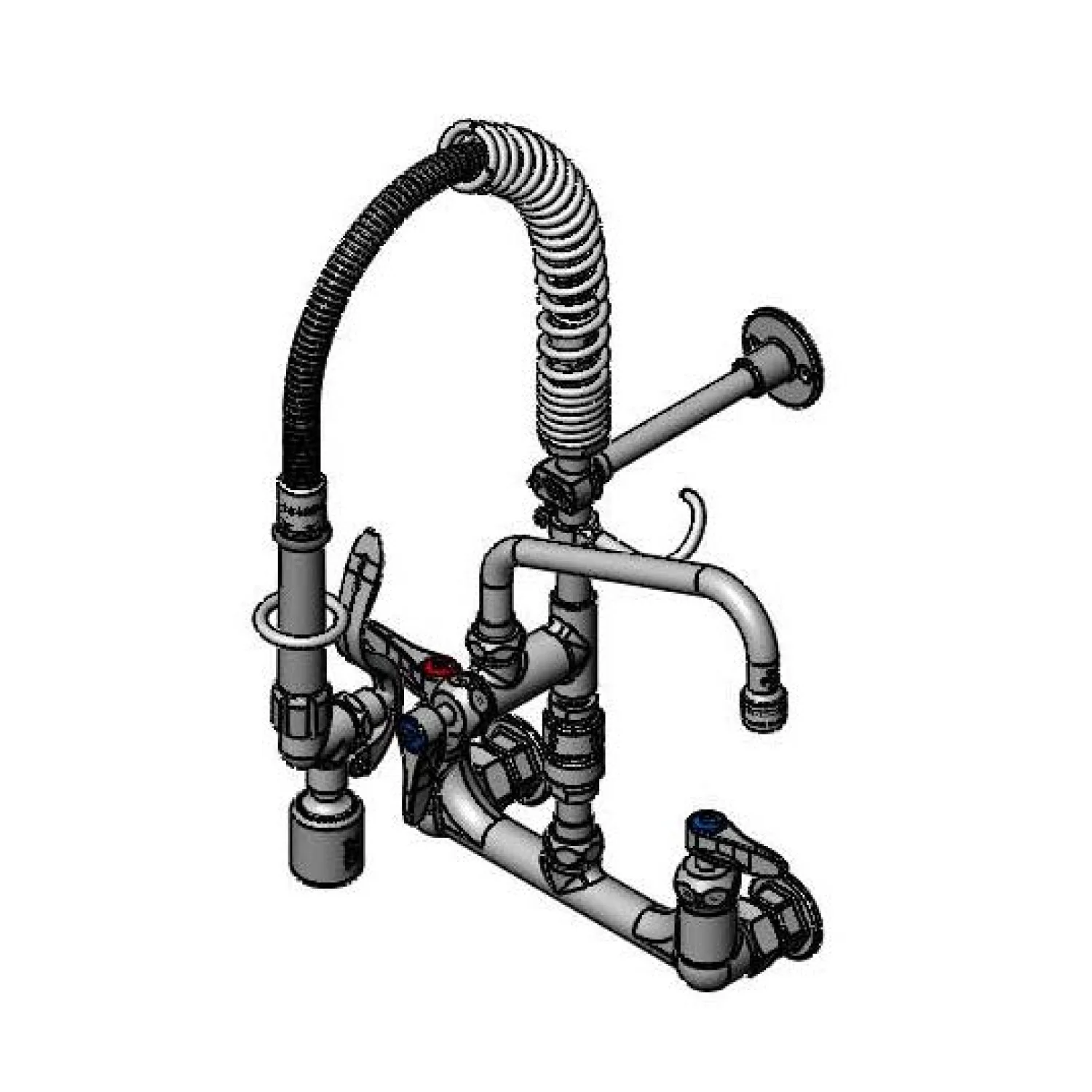 T&S Brass MPY-8WLV-08-CR 8" Swing Nozzle 8" Wall Mount Mini Pre-Rinse - Vacuum Breaker & Cerama