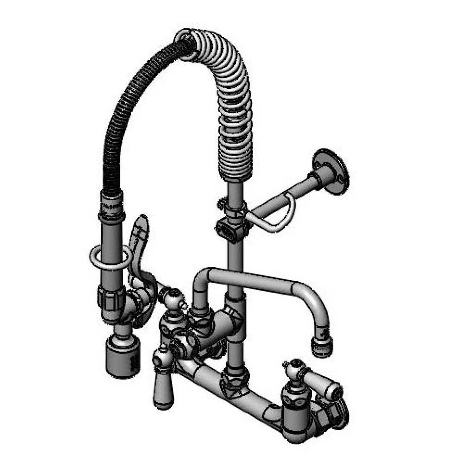 T&S Brass MPY-8WCN-08 8" Swing Nozzle 8" Wall Mount Mini Pre-Rinse - Club Handles & Eterna