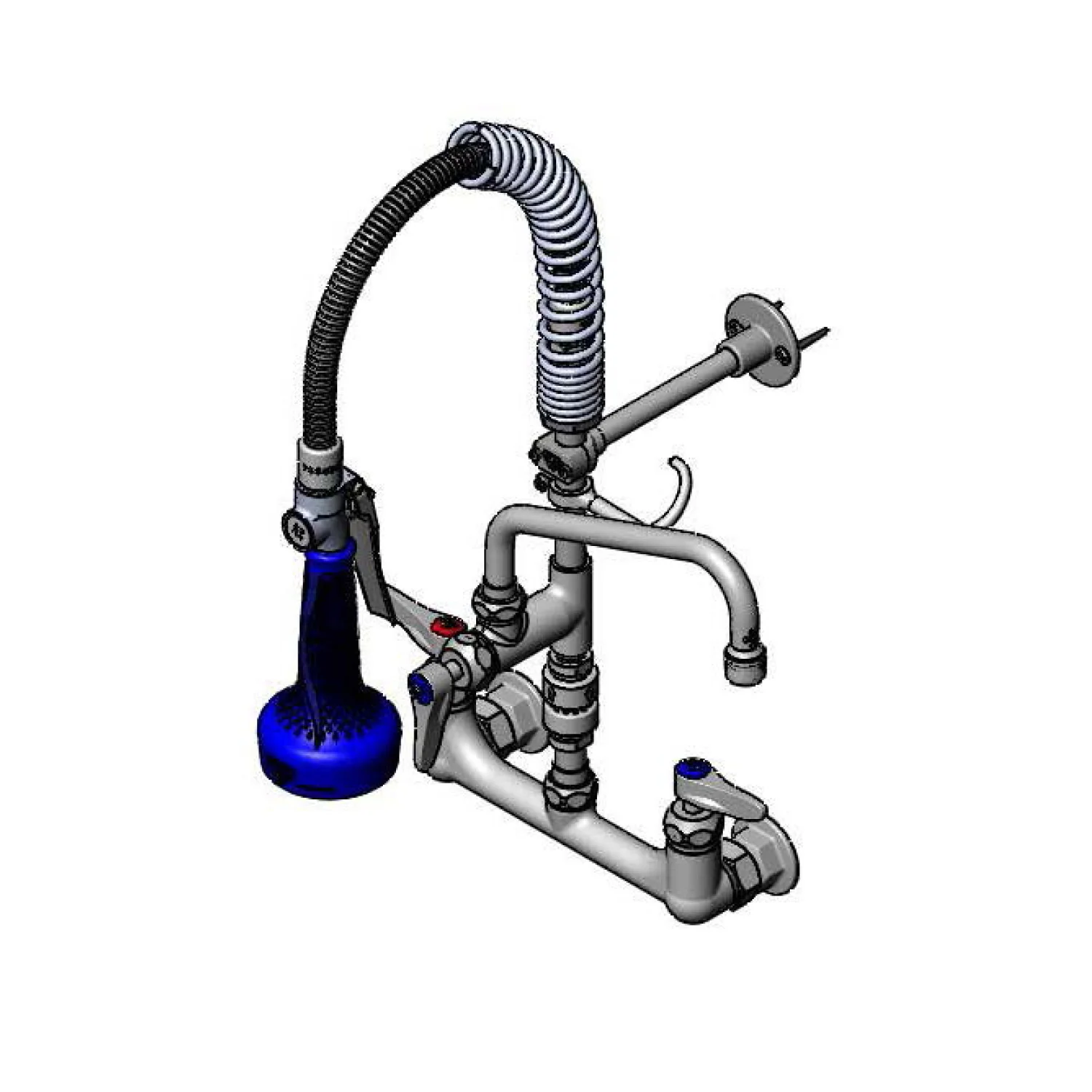 T&S Brass MPQ-8WLV-08-CR 8" Swing Nozzle 8" Wall Mount Mini Pre-Rinse - Vacuum Breaker & JeTSpray Valve
