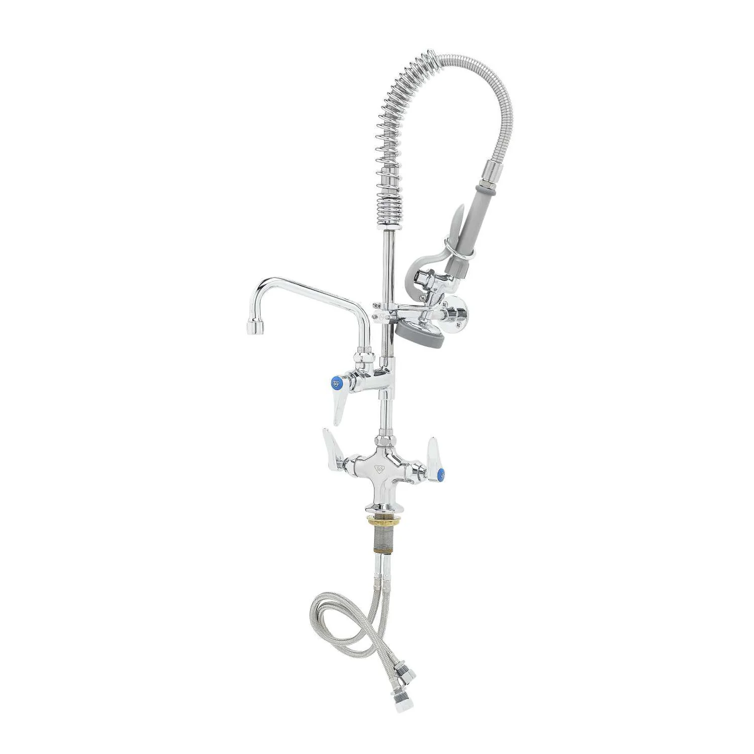 T&S Brass MPZ-2DLN-06 24-13/16" H Single Hole Deck Mount Mini Pre-Rinse - 6" Swing Nozzle & Lever Handles