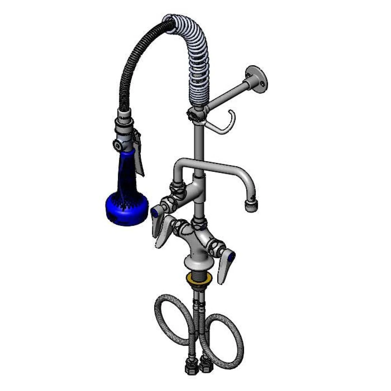 T&S Brass MPR-2DLN-08-CRS 8" Swing Nozzle Single Hole Deck Mount Mini Pre-Rinse - JeTSpray Valve & Swivel