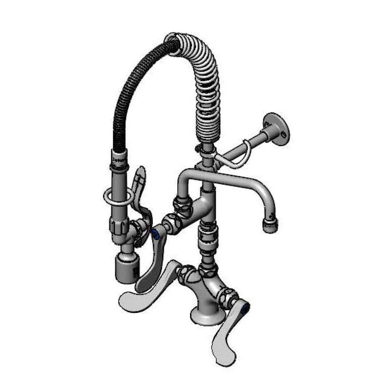 T&S Brass MPY-2DWV-08-CR 8" Swing Nozzle Single Hole Deck Mount Mini Pre-Rinse - Vacuum Breaker & Wrist Handles
