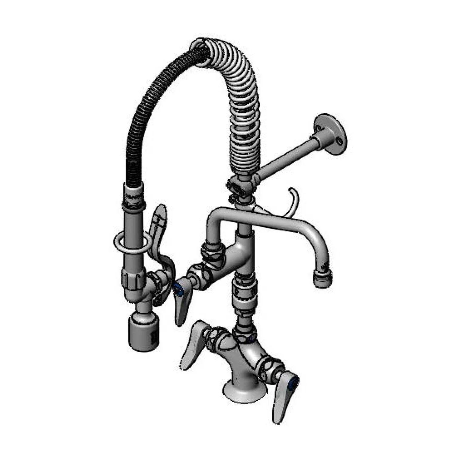 T&S Brass MPY-2DLV-08-CR 8" Swing Nozzle Single Hole Deck Mount Mini Pre-Rinse - Vacuum Breaker & Cerama