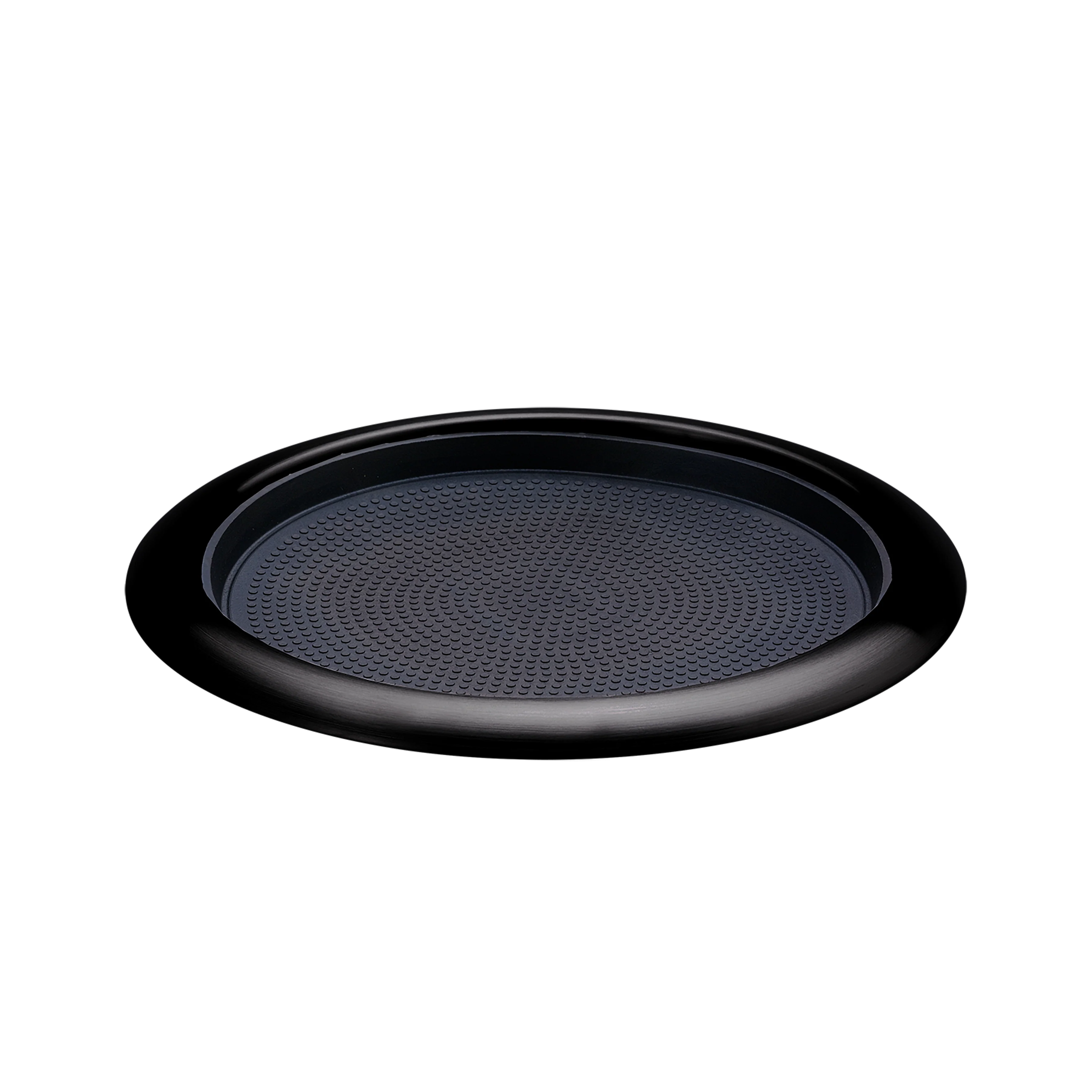 Non-Slip Removable Insert 11 in. Small Round Serving Tray in Black Onyx