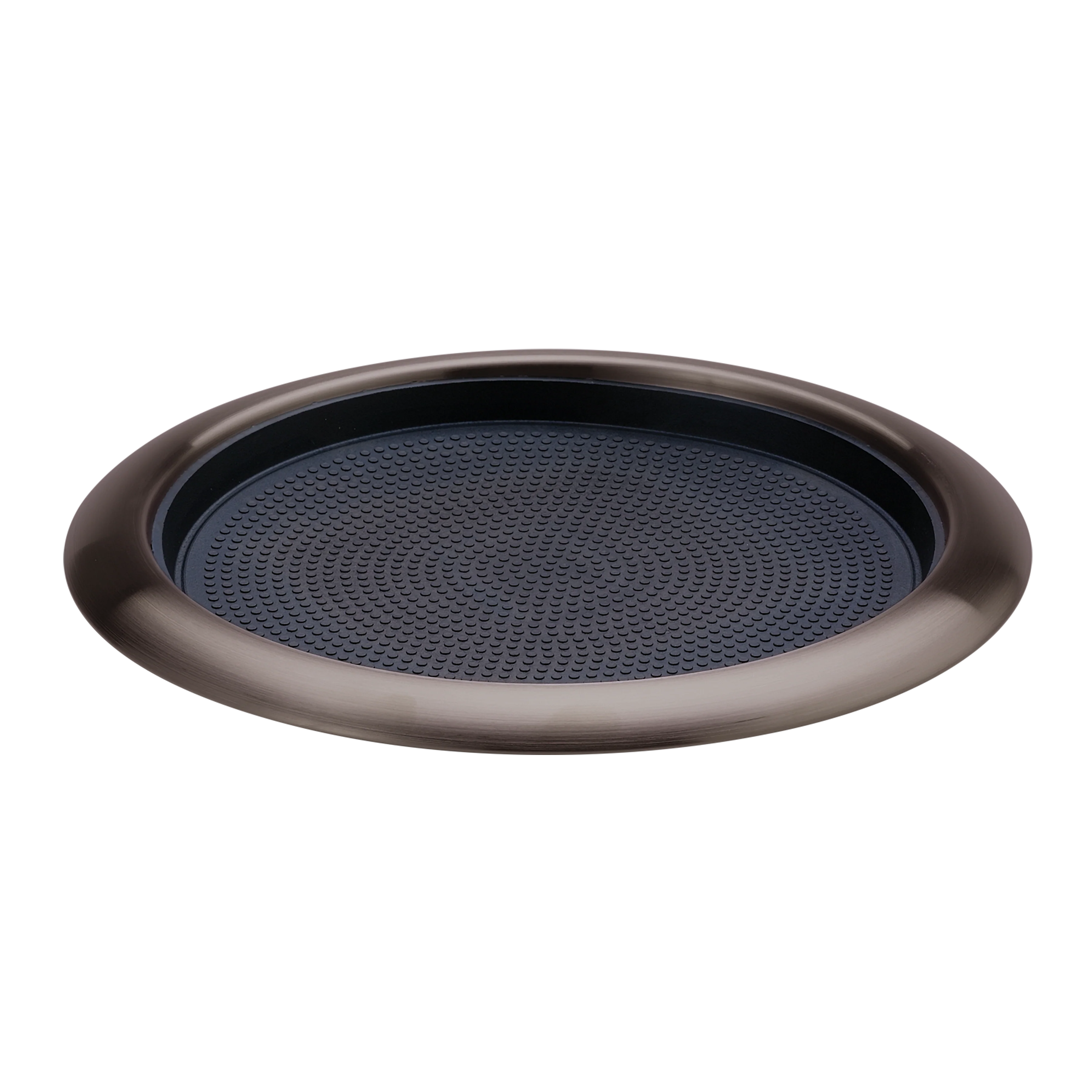 Non-Slip Removable Insert 11 in. Small Round Serving Tray in Dark Tungsten