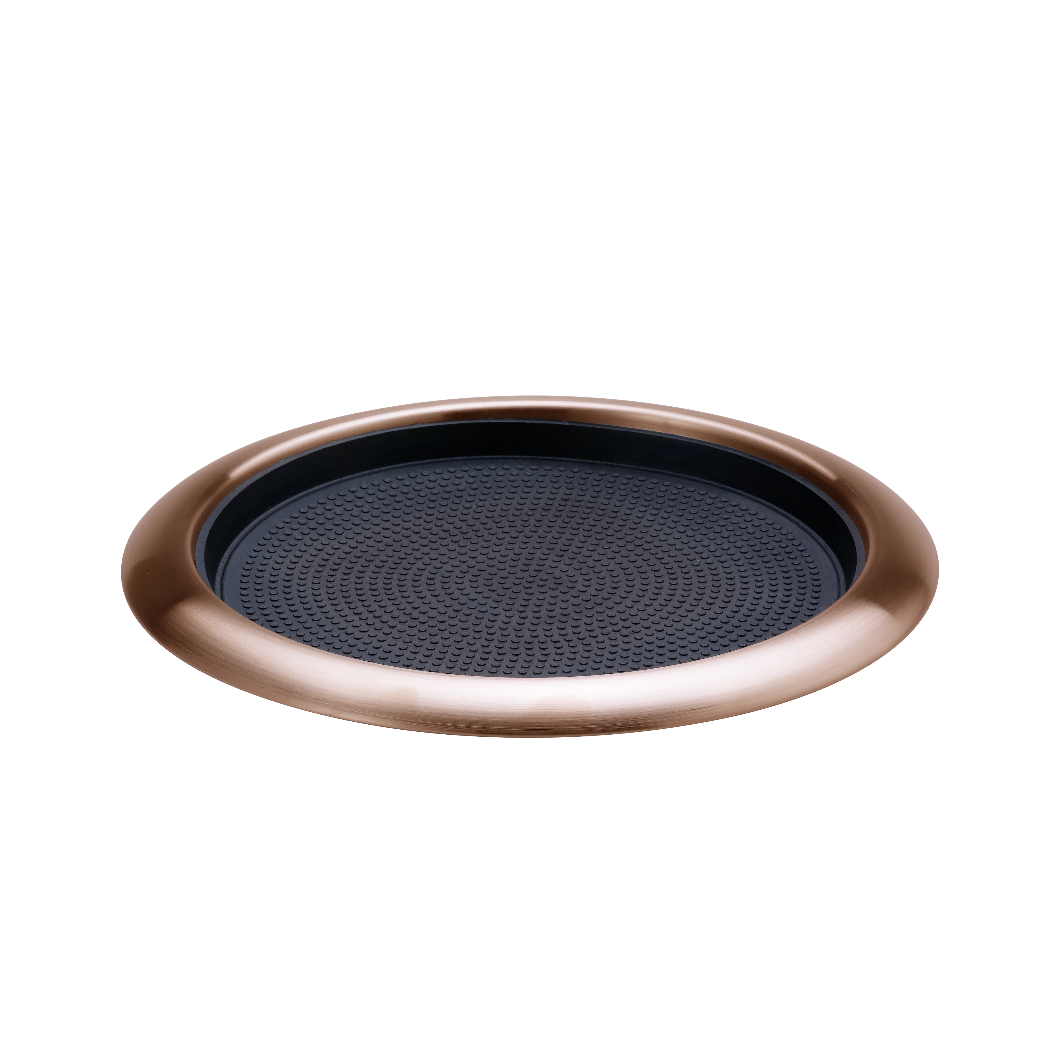 Non-Slip Removable Insert 11 in. Small Round Serving Tray in Rose Gold