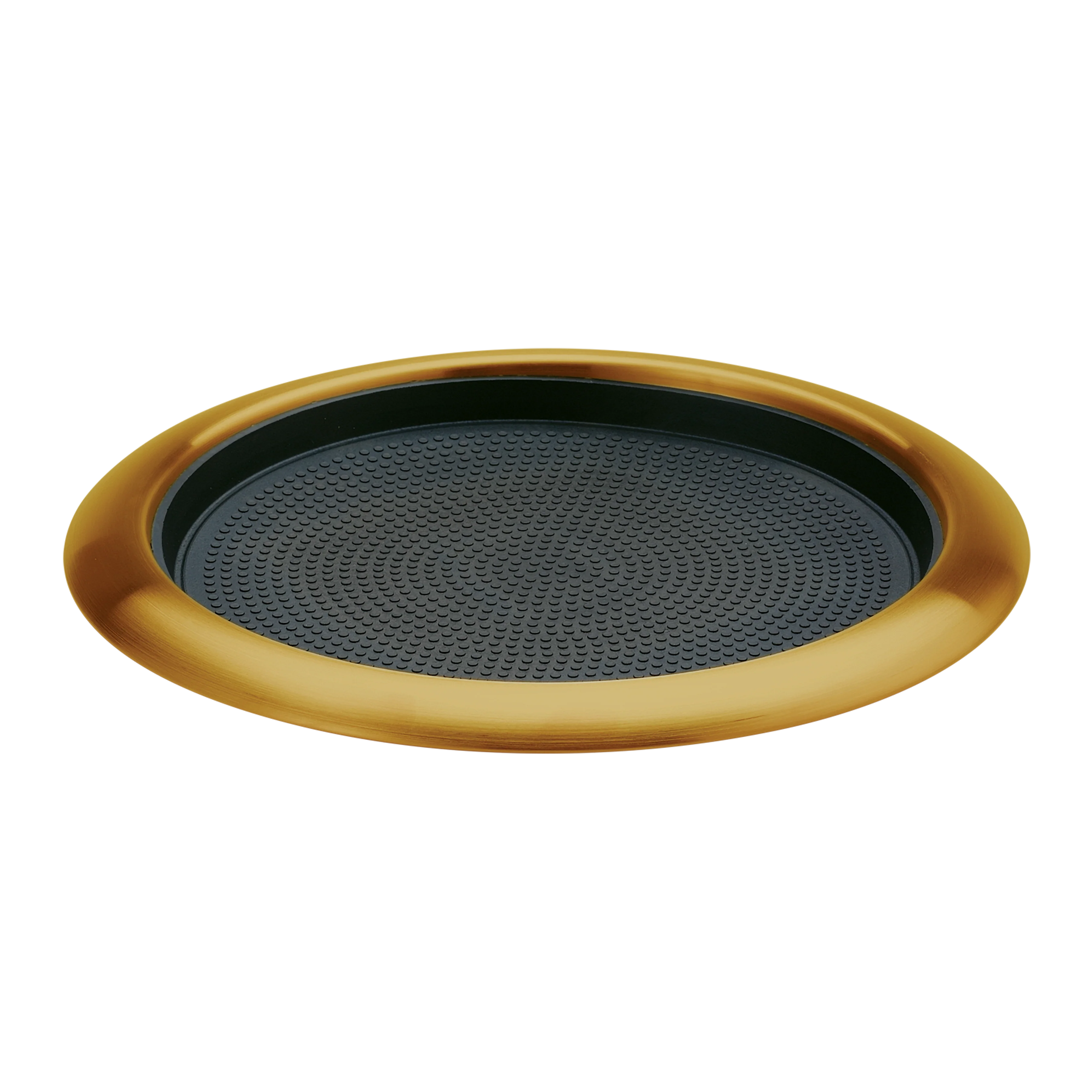 Non-Slip Removable Insert 11 in. Small Round Serving Tray in Vintage Gold
