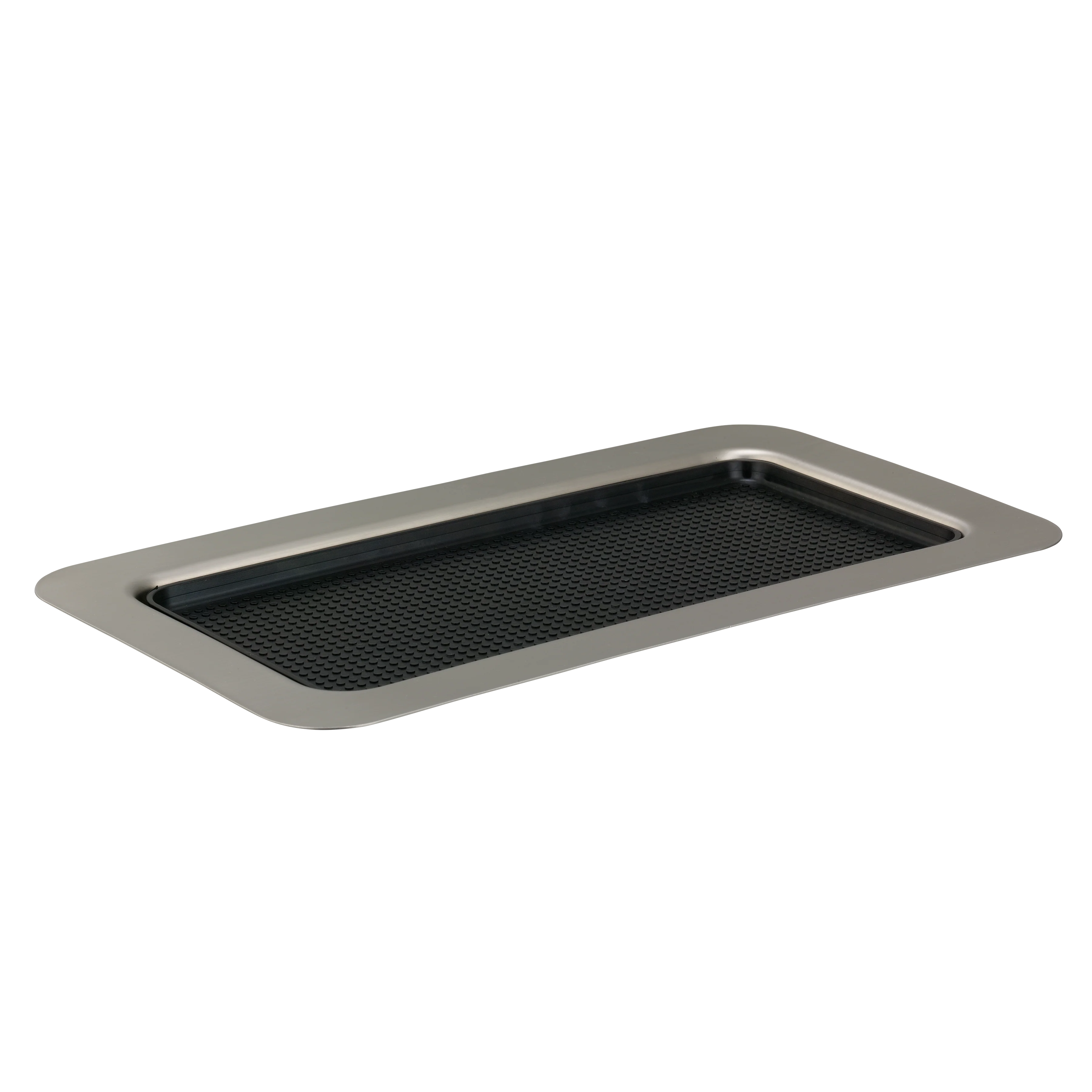 Non-Slip Removable Insert 13 in. x 7 in. Cocktail Serving Tray in Brushed Stainless