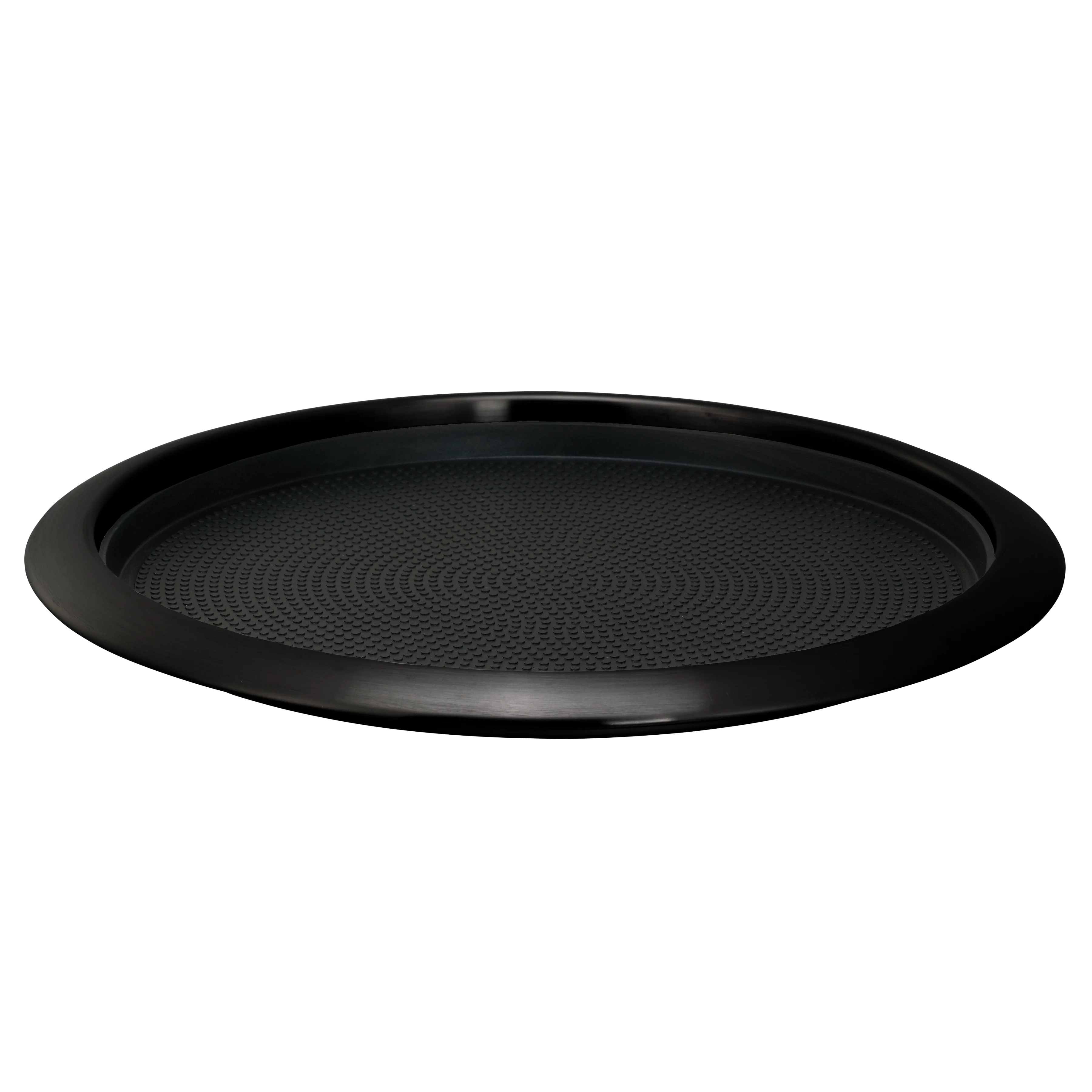 Non-Slip Removable Insert 14 in. Medium Round Serving Tray in Black Onyx