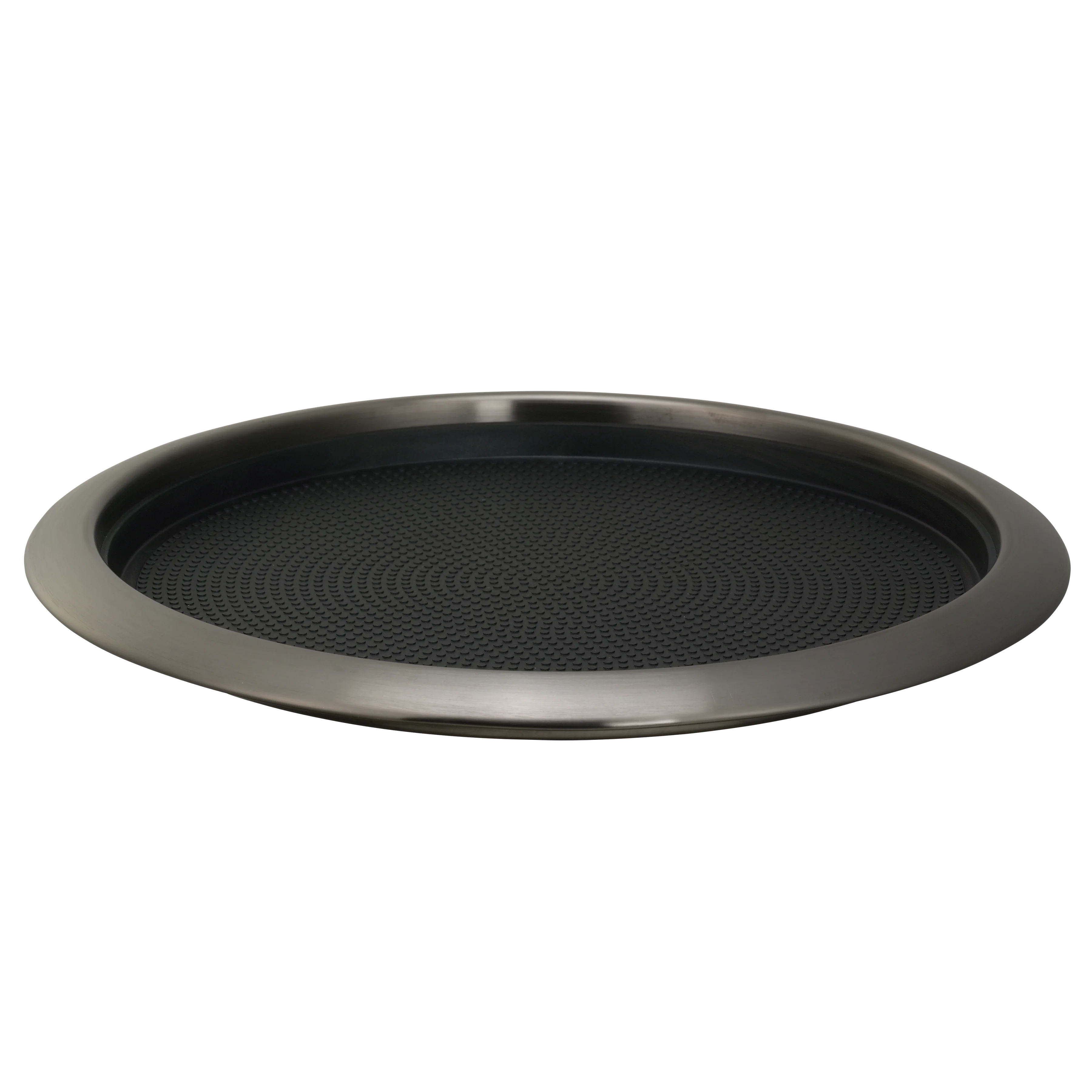 Non-Slip Removable Insert 14 in. Medium Round Serving Tray in Dark Tungsten