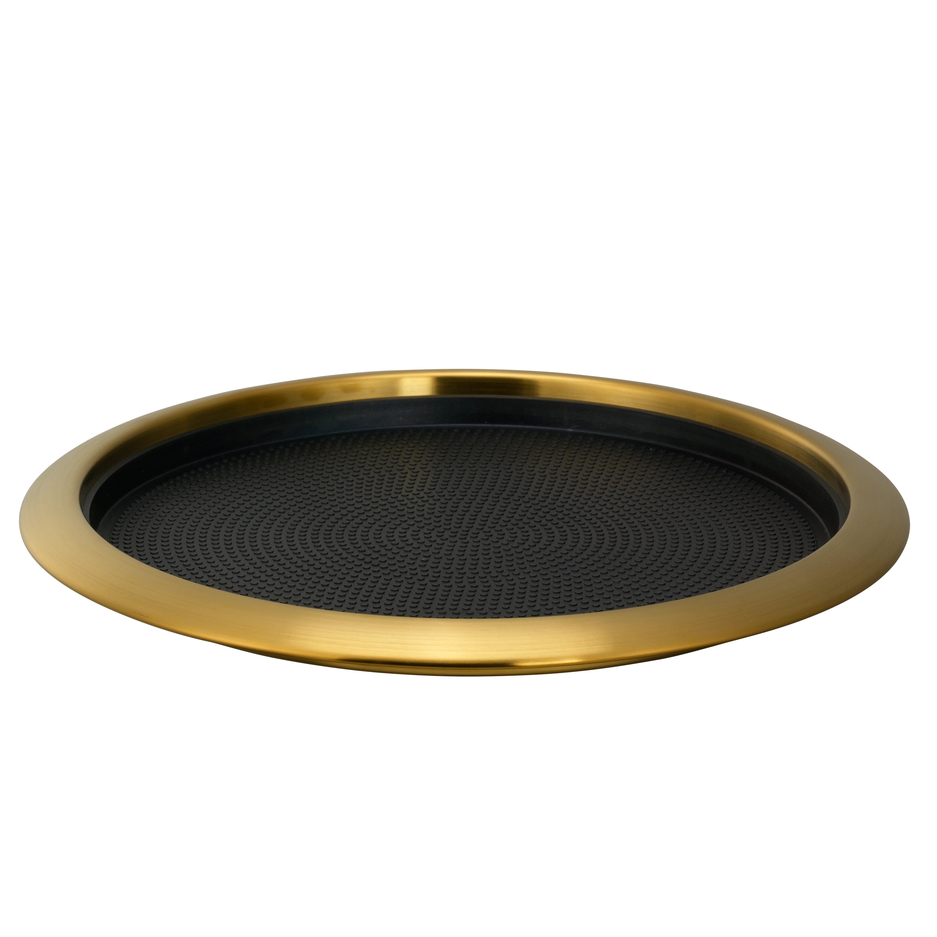 Non-Slip Removable Insert 14 in. Medium Round Serving Tray in Vintage Gold