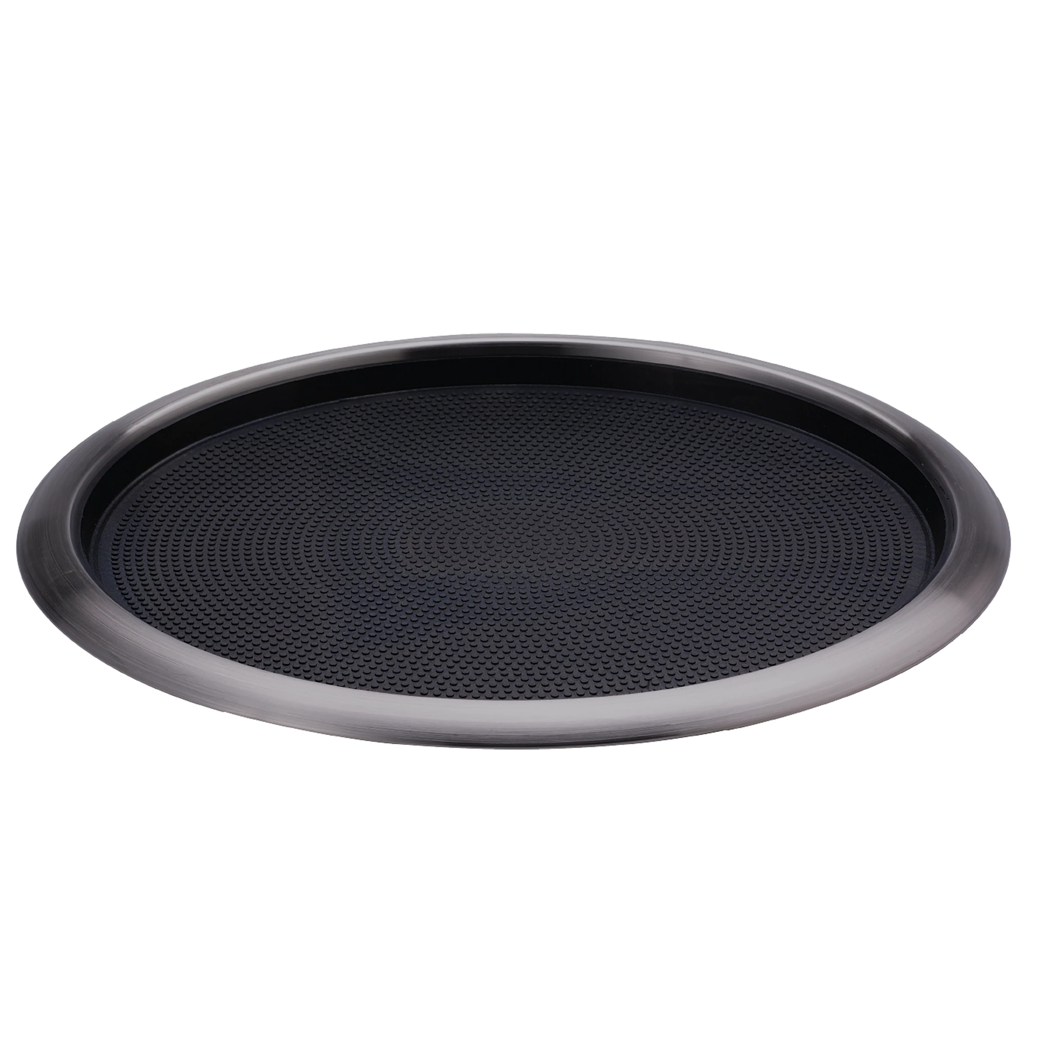 Non-Slip Removable Insert 16 in. Large Round Serving Tray in Dark Tungsten