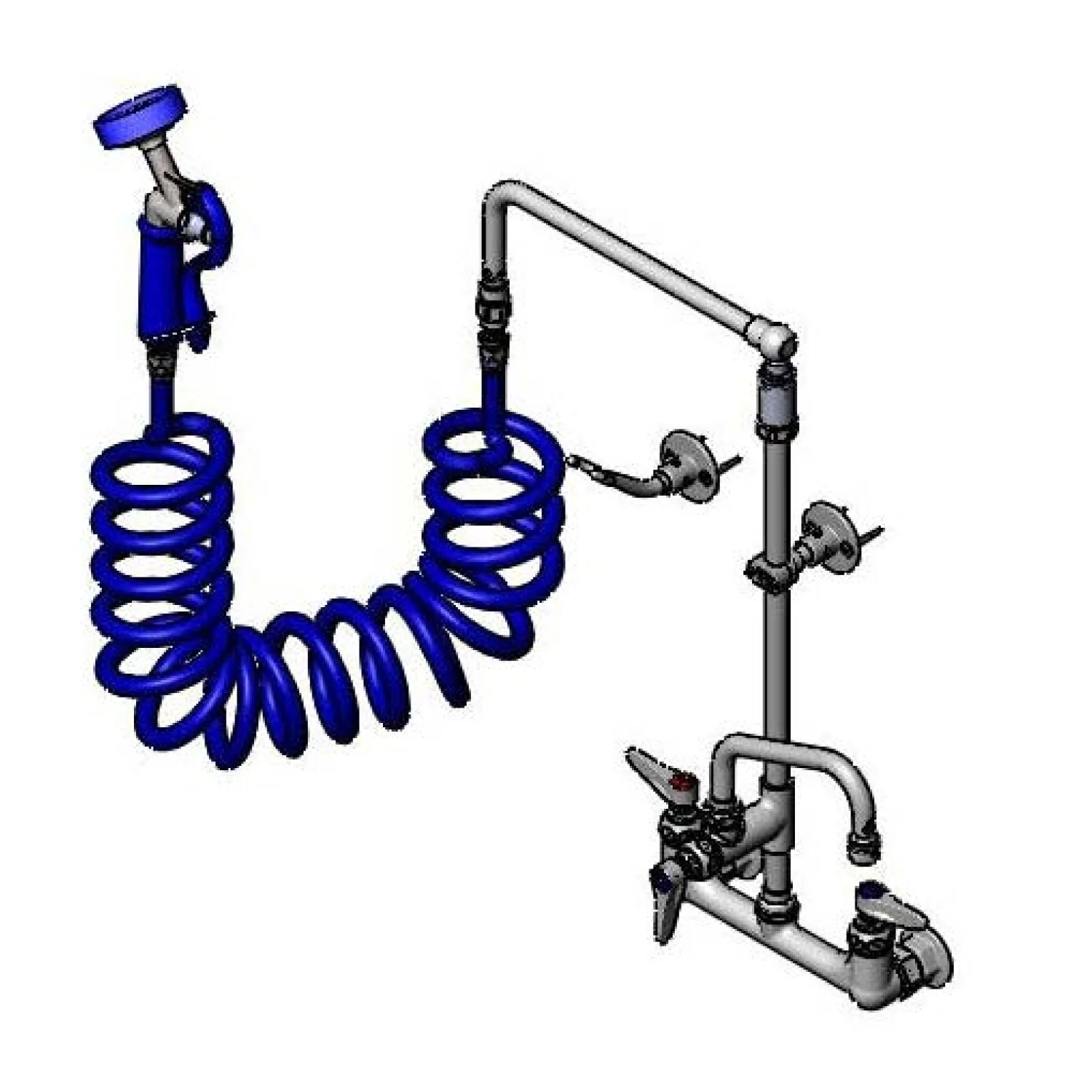 T&S Brass PG-8WOAN-06 8" Wall Mount Overhead Pet Grooming Unit - 6" Swing Nozzle & Aluminum Spray Valve