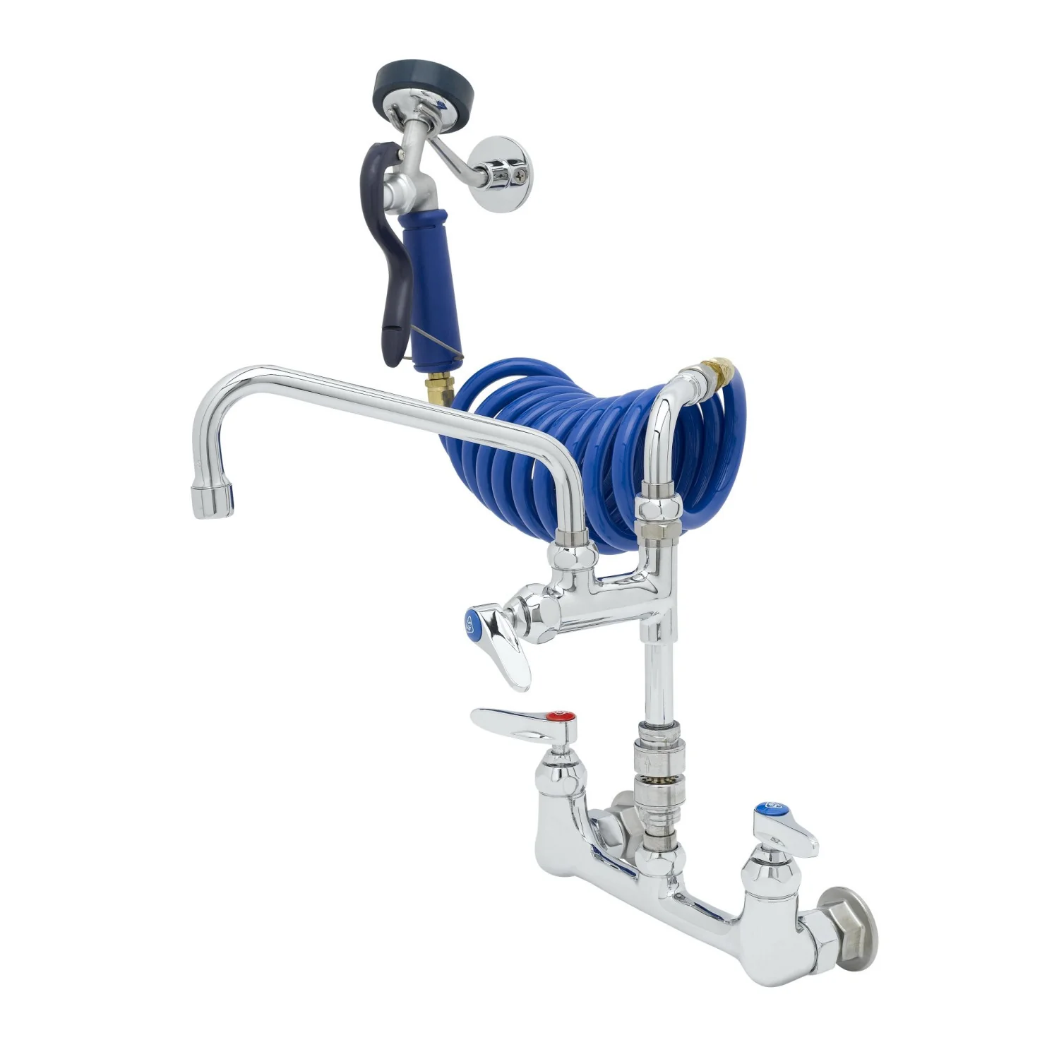 T&S Brass PG-8WSAV-08 8" Wall Mount Pet Grooming Faucet - 8" Add-On Nozzle, Aluminum Spray Valve & Vacuum Breaker