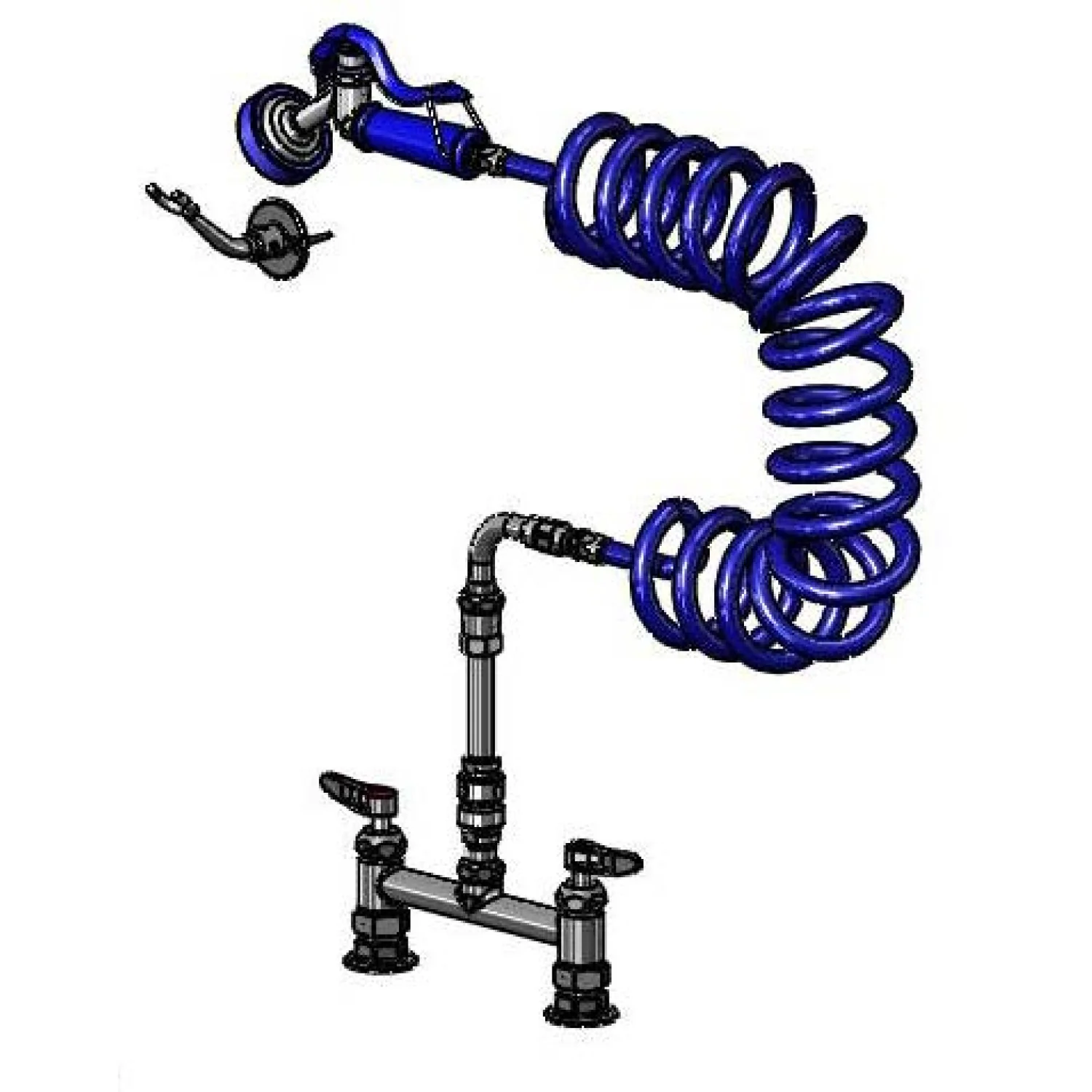 T&S Brass PG-8DESV00ZCJZF 8" Deck Mount Pet Grooming Faucet - 9' Coiled Hose & Cerama Cartridges