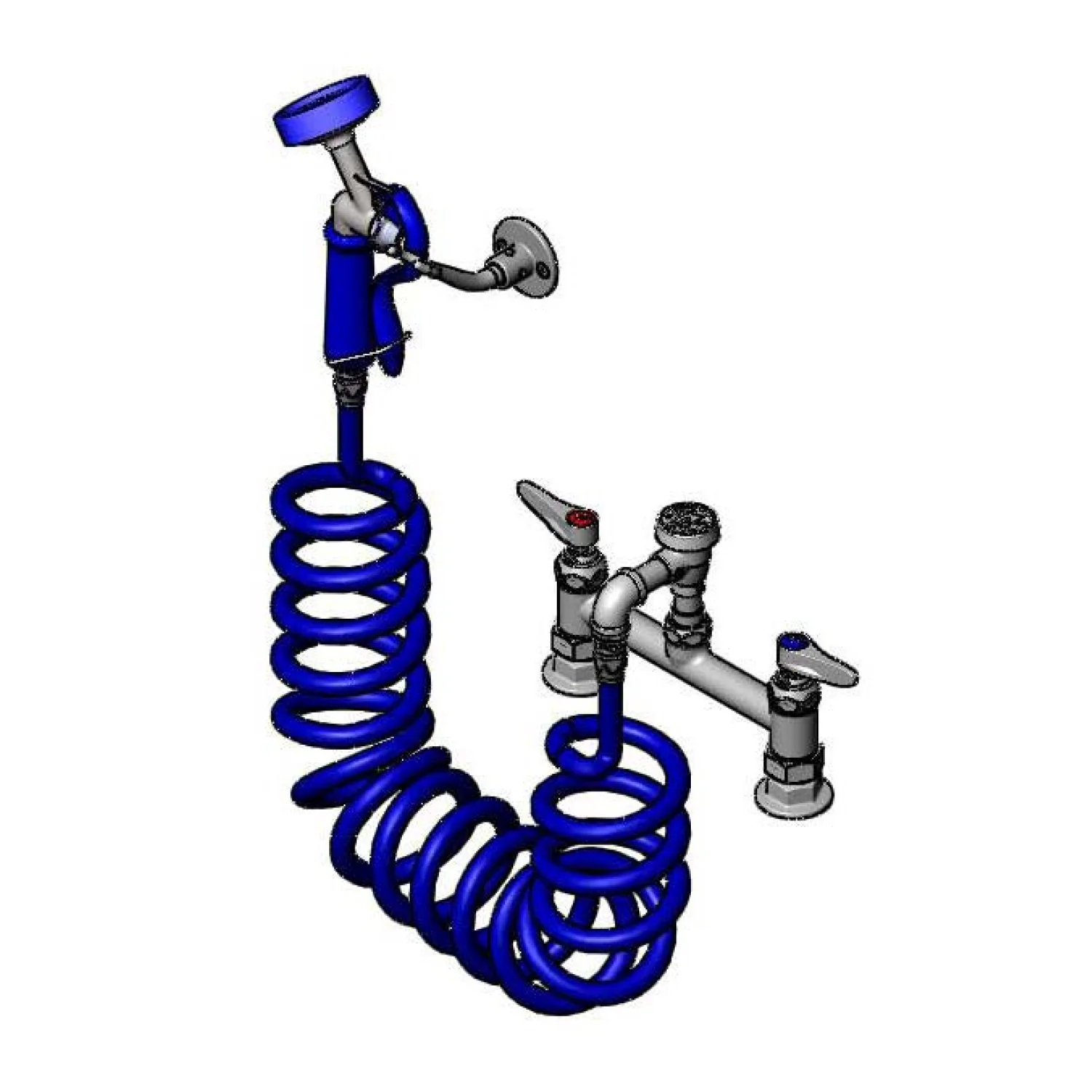 T&S Brass PG-8DREV 8" Deck Mount Pet Grooming Faucet - Aluminum Spray Valve & Coiled Hose