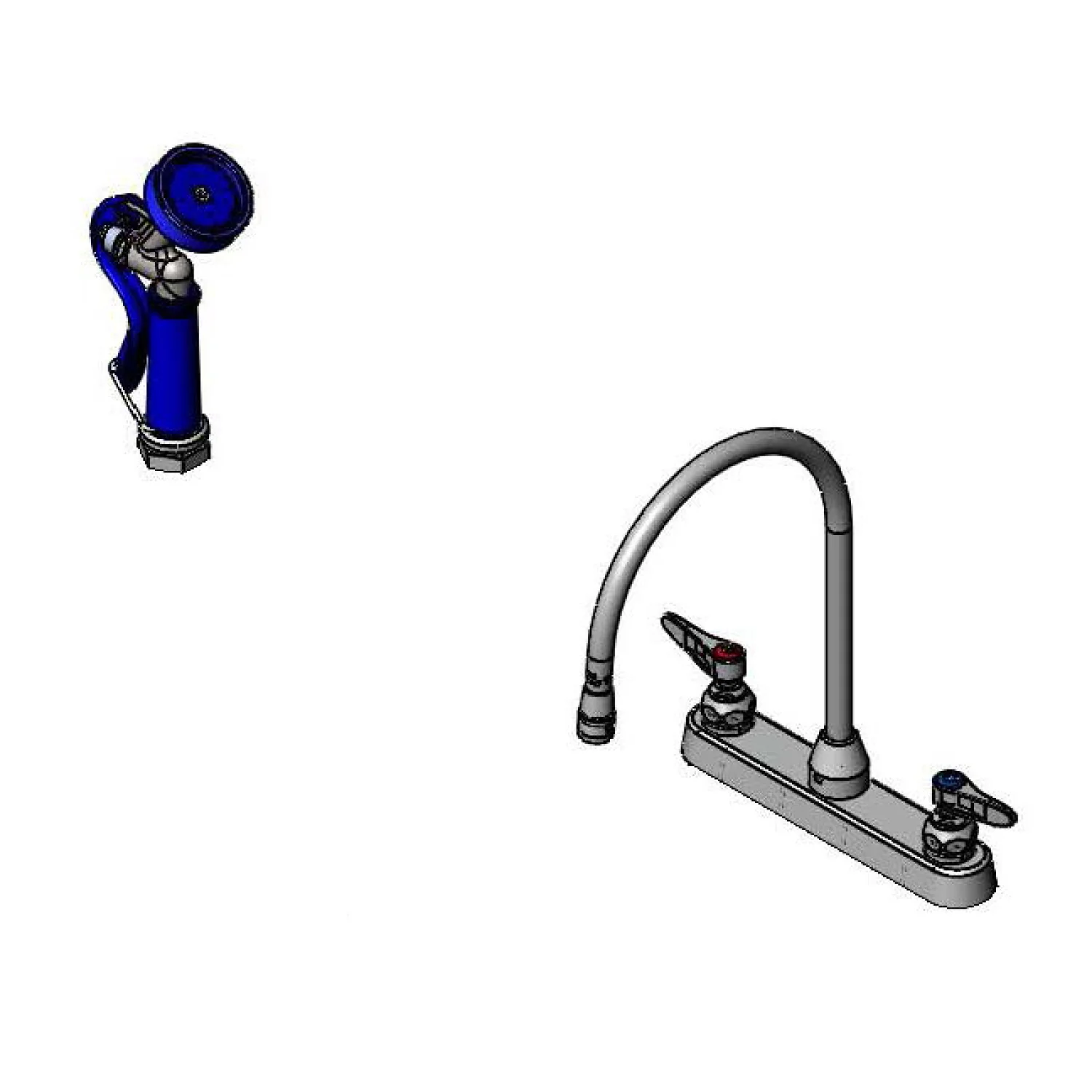 T&S Brass PG-2347-VH 9" Gooseneck Deck Mount Pet Grooming Faucet - 78" Hose & Aluminum Spray Valve
