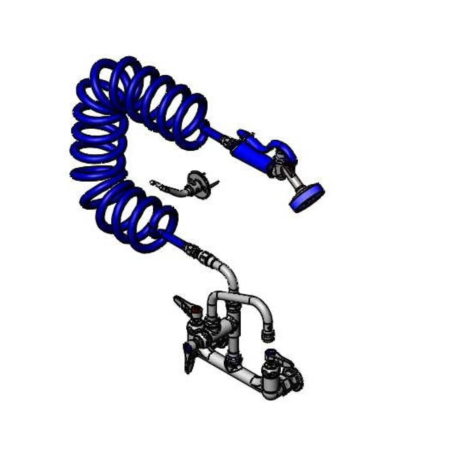 T&S Brass PG-8WSAN-06 8" Wall Mount Pet Grooming Unit - 6" Add-On Nozzle, Coiled Hose & Aluminum Spray Valve