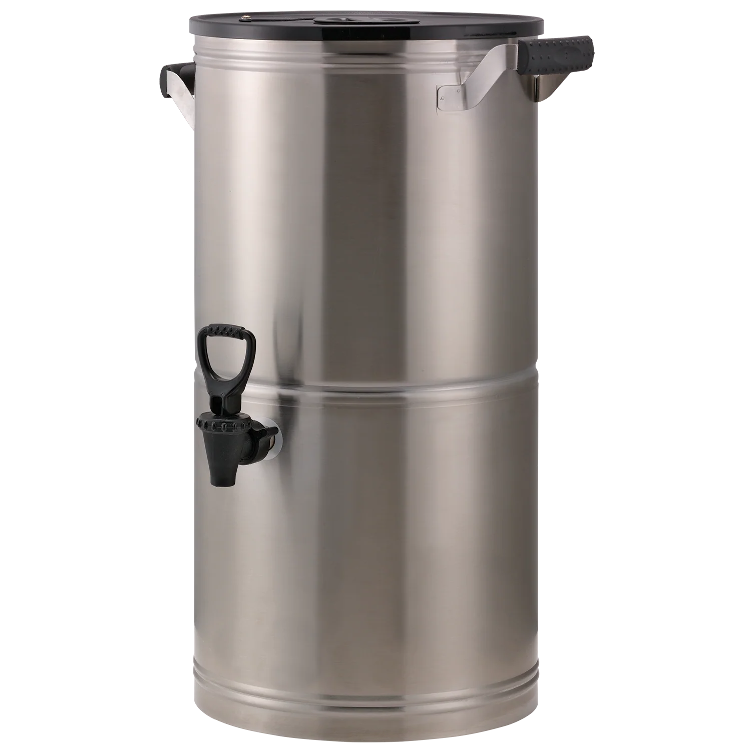Round 5-Gallon Commercial Stainless Tea Urn in Brushed Stainless and Black