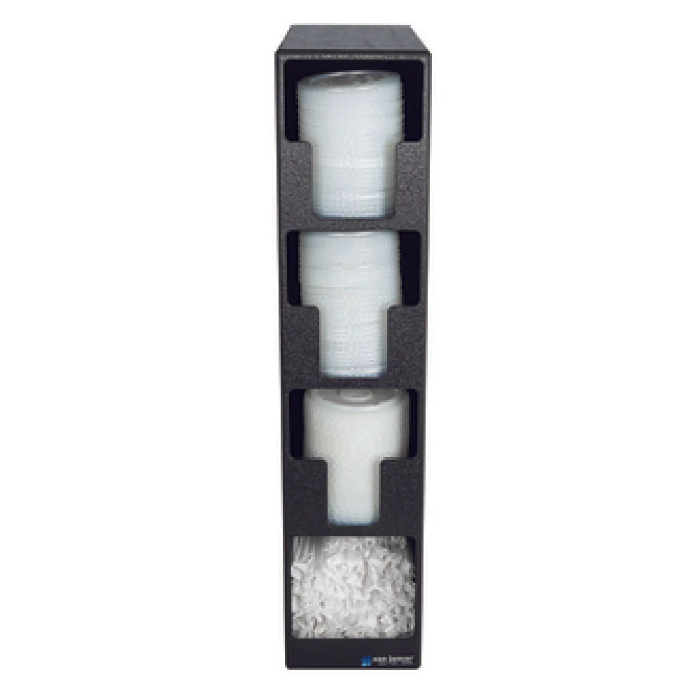Carlisle L2203 13 Inch Lid Dispenser Polystyrene Black Countertop 3 Sections
