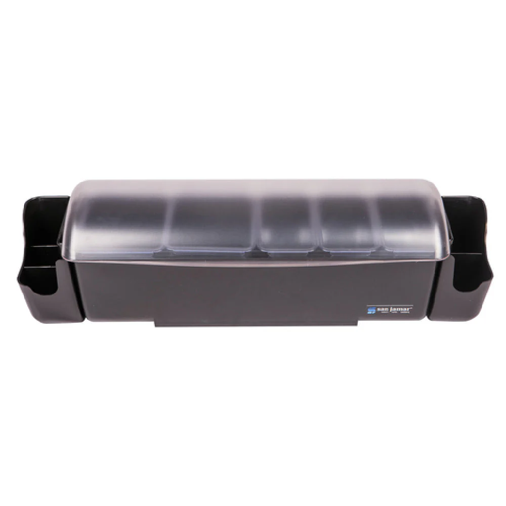 Carlisle BD4023S 22 Inch Black Polycarbonate Garnish Center with Snap-On Caddies