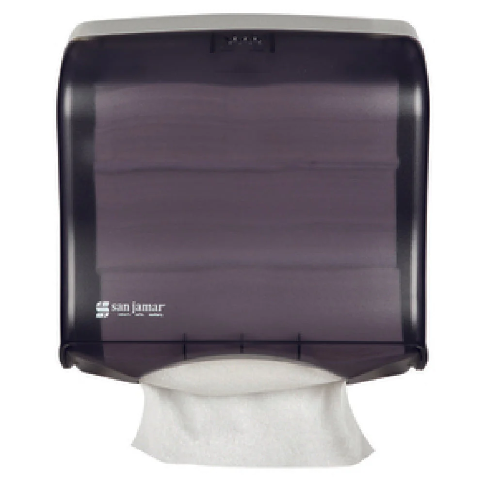 Carlisle T1755TBK 12 Inch Paper Towel Dispenser Compact Wall Mount Black Plastic with Lock