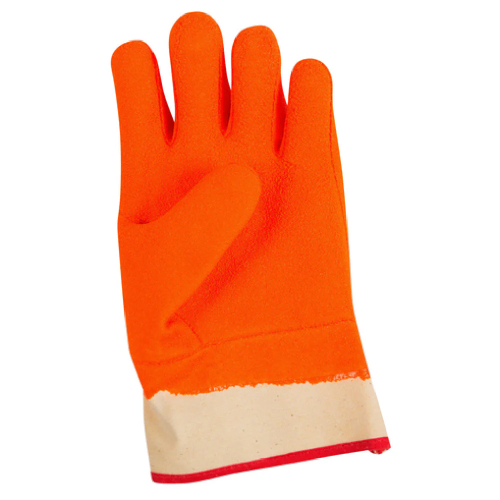 Carlisle FGI-OR One Size Frozen Food Glove PVC Cotton Jersey Liner Orange
