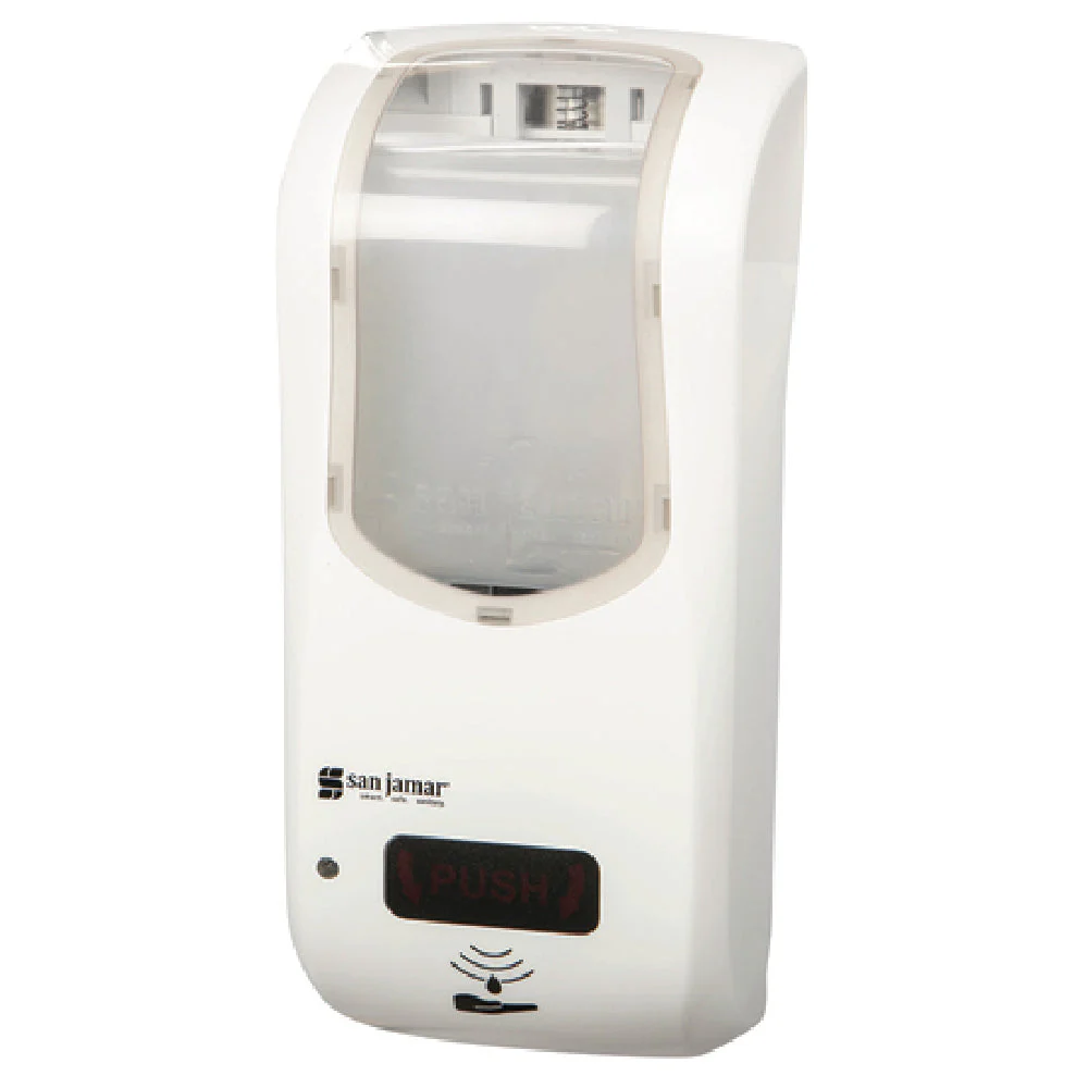 Carlisle SH970WHCL 5-1/2 Inch Touchless Hybrid Soap Dispenser White Clear Plastic