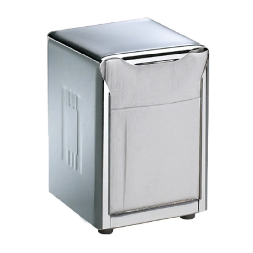 Carlisle H985X 4 Inch Two Sided Tabletop Napkin Dispenser Stainless Steel Satin