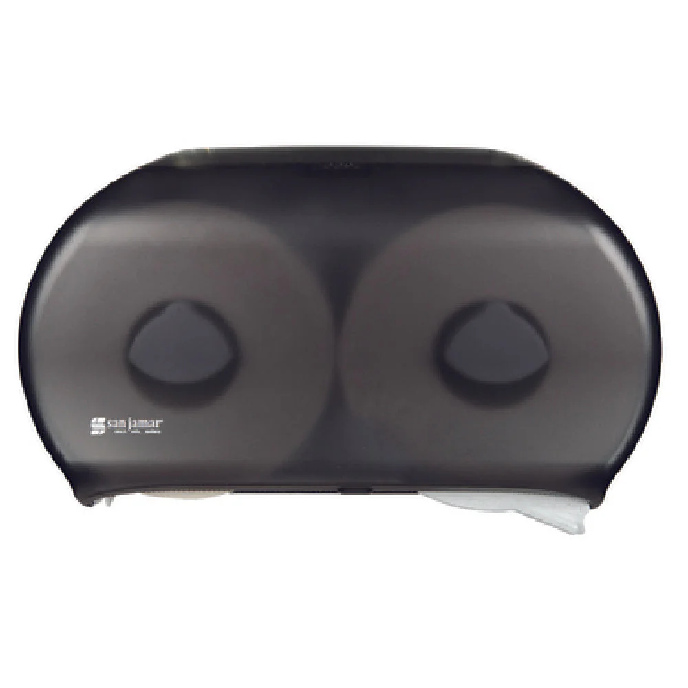 Carlisle R4000TBK 19 Inch Toilet Tissue Dispenser with Full Swing Cover Plastic Translucent Black Pearl