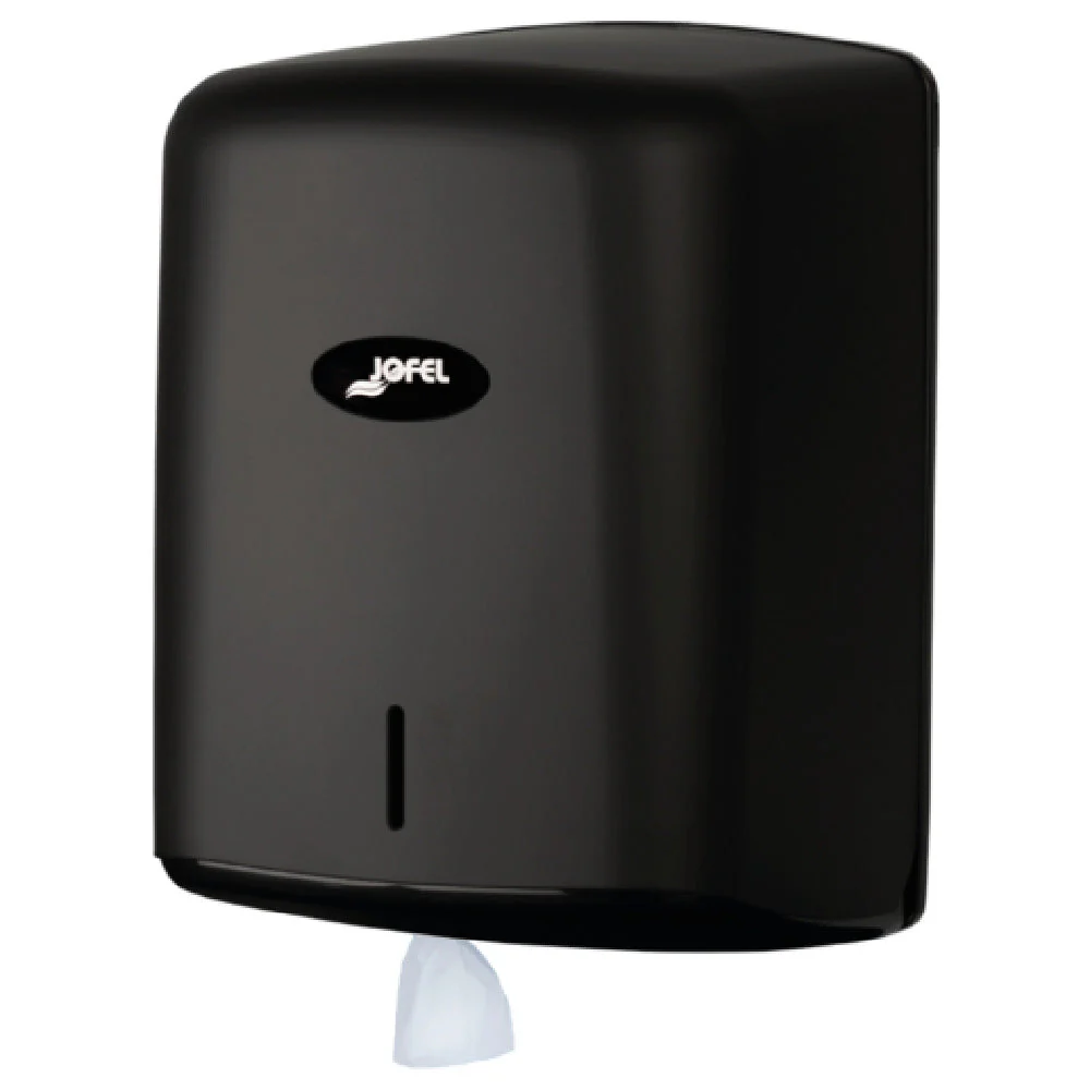 Carlisle T500MBK 9.06 Inch Paper Towel Dispenser Center Pull Black Plastic with Key Lock